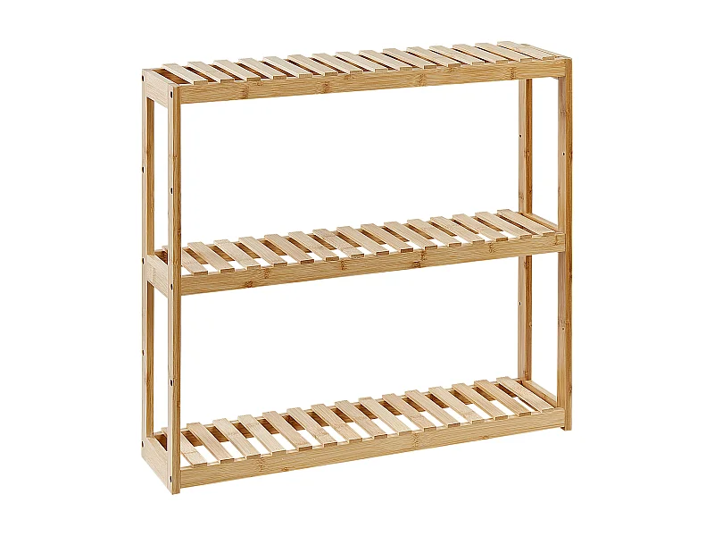 Badezimmer Wandregal Bambusholz hellbraun schmal 3 Etagen Lattenoptik Paducah