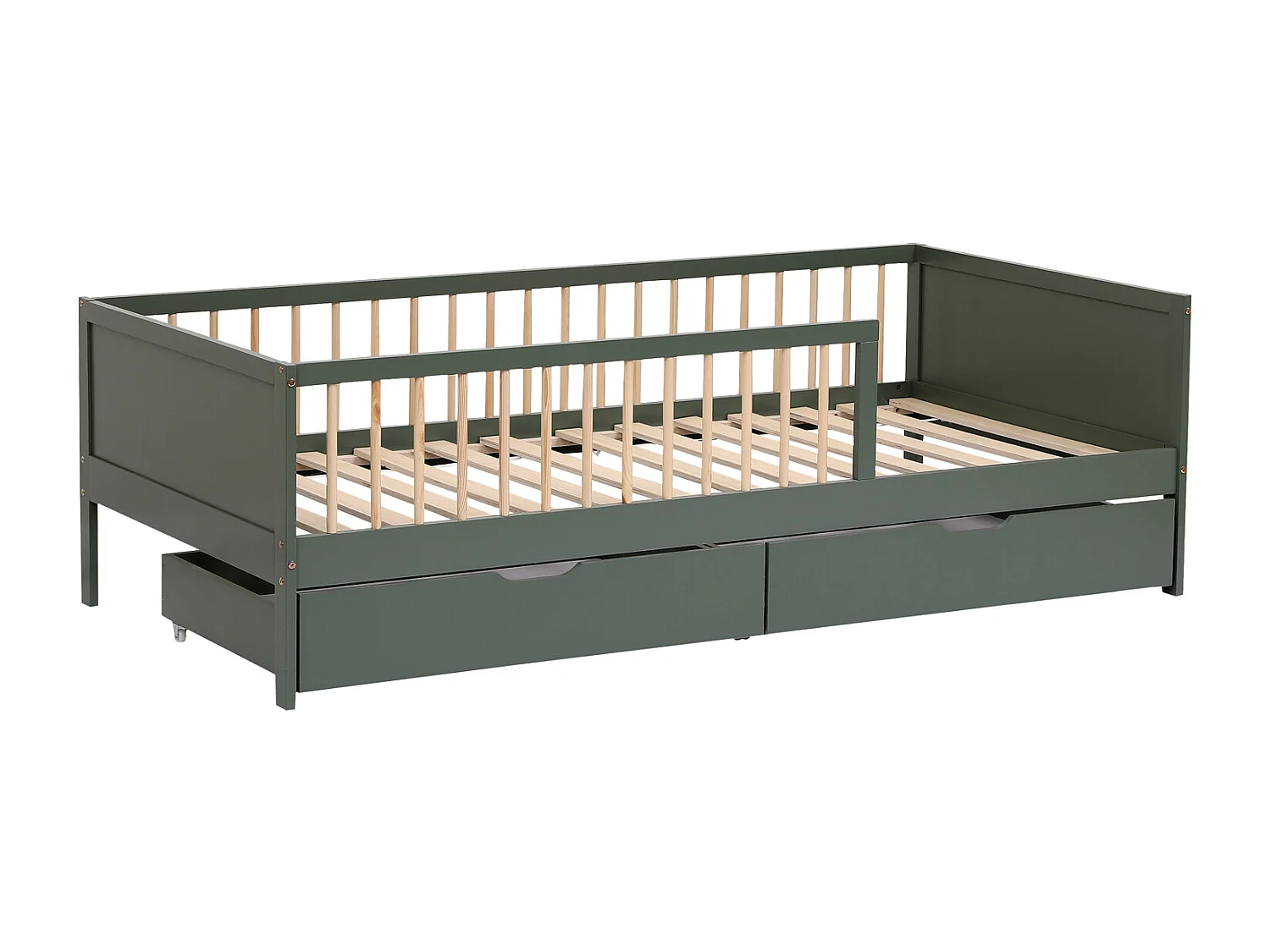 Lit pour enfant 190x90cm vert avec tiroirs ADAM - HAPPY GARDEN