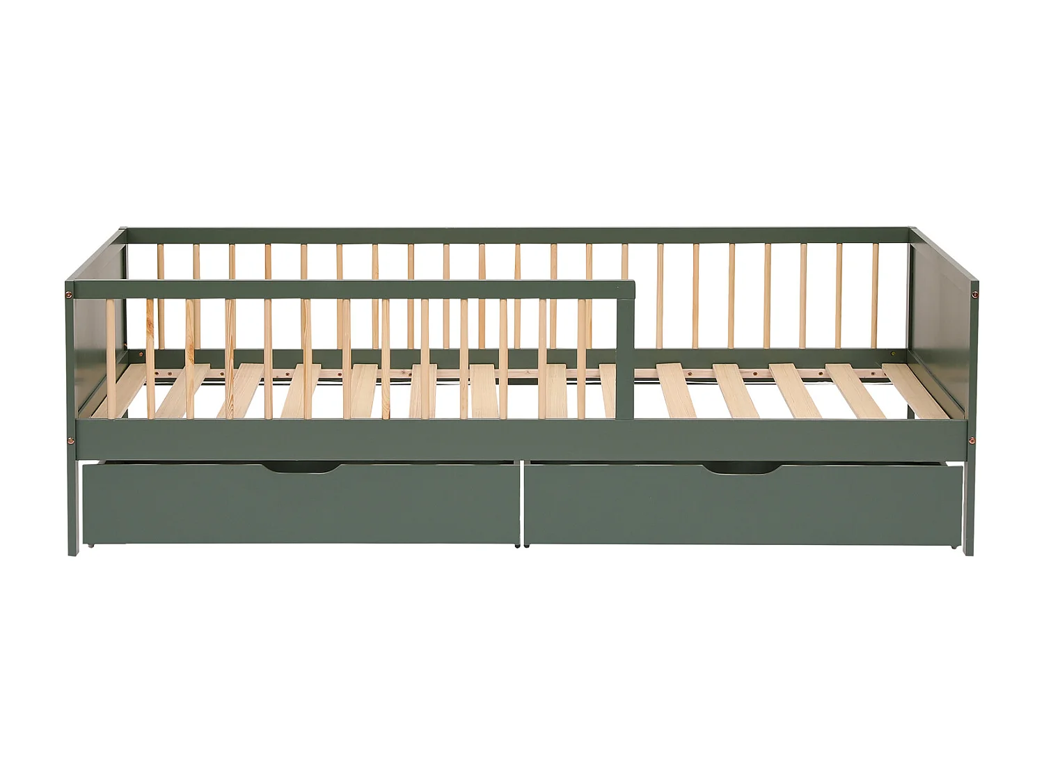Lit pour enfant 190x90cm vert avec tiroirs ADAM - HAPPY GARDEN