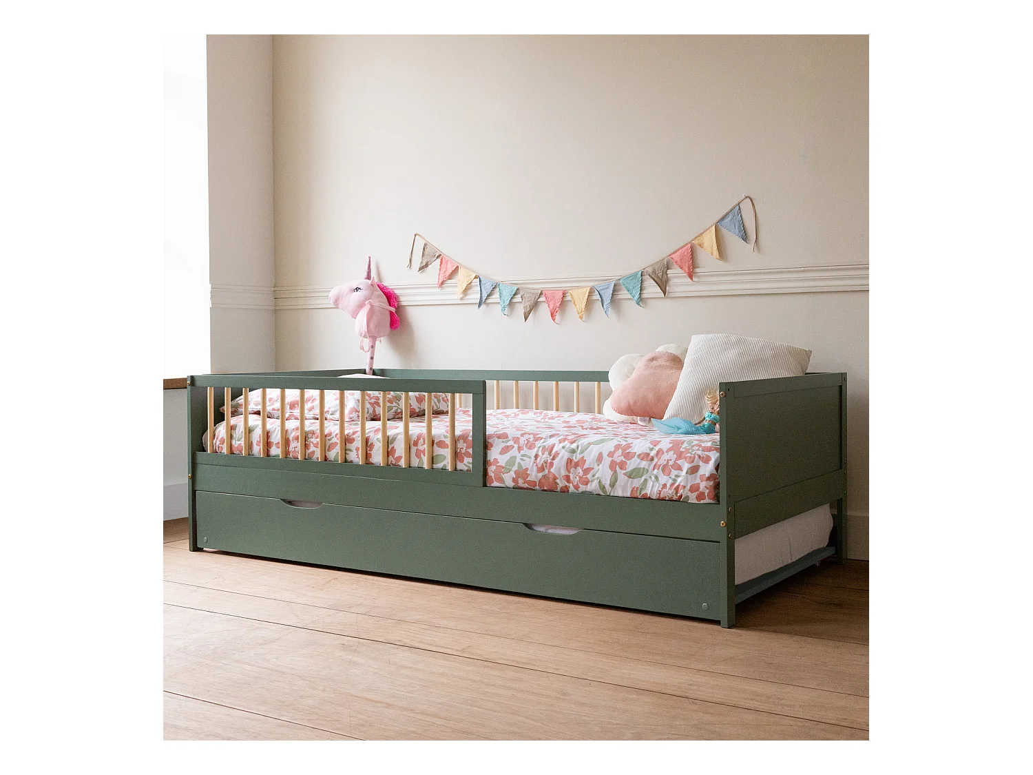 Lit gigogne pour enfant 190x90cm vert ADAM - HAPPY GARDEN