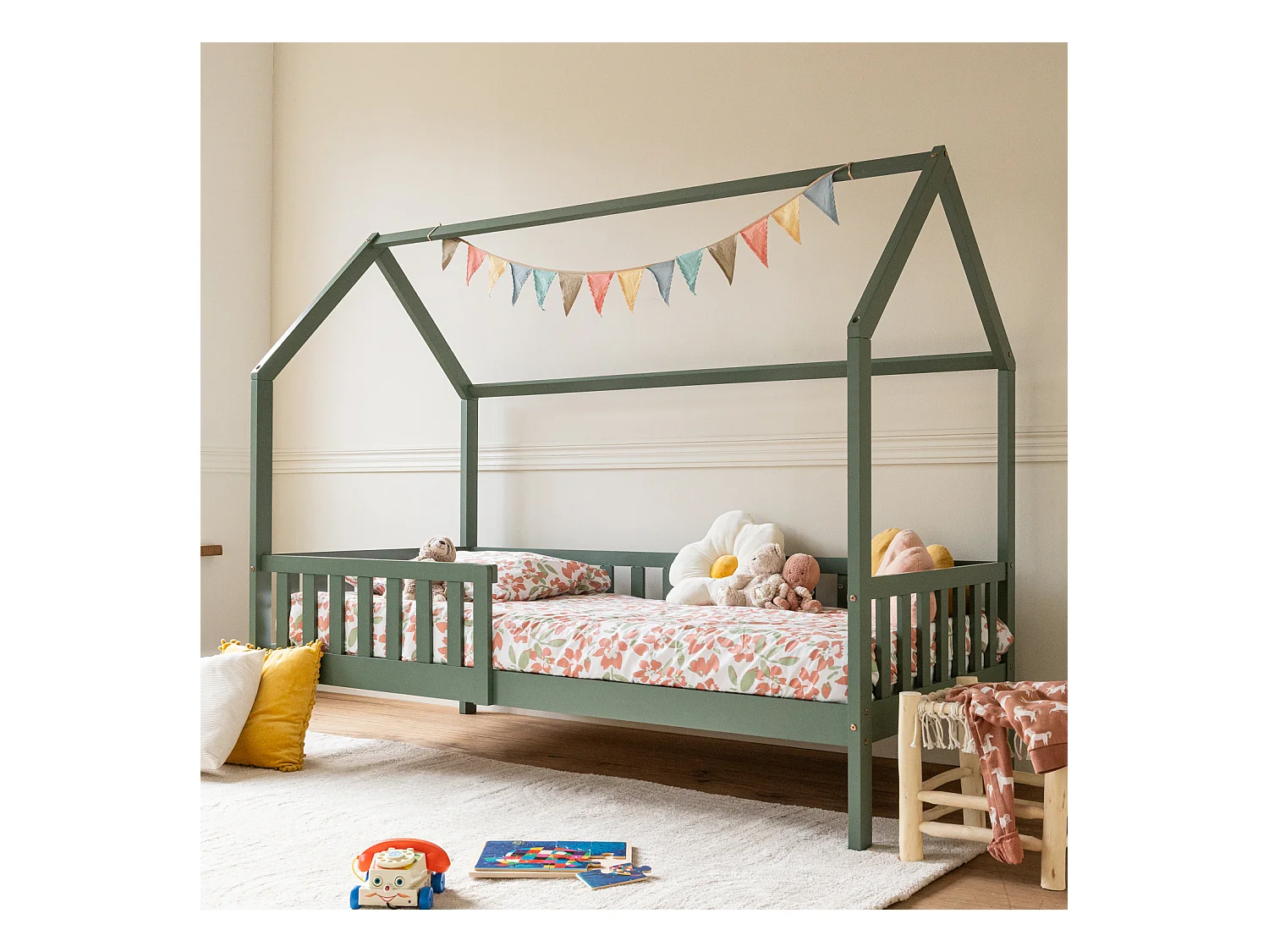 Kinderhutbed 190x90cm groen MARCEAU