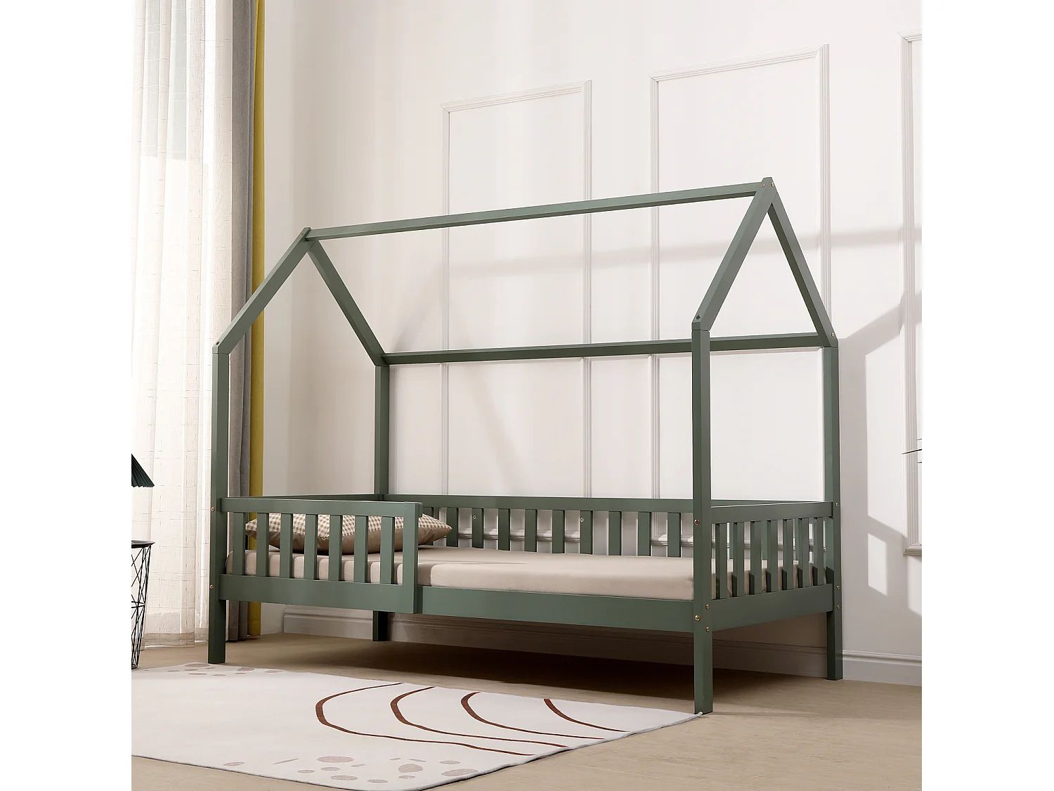 Lit cabane pour enfant 190x90cm vert MARCEAU - HAPPY GARDEN