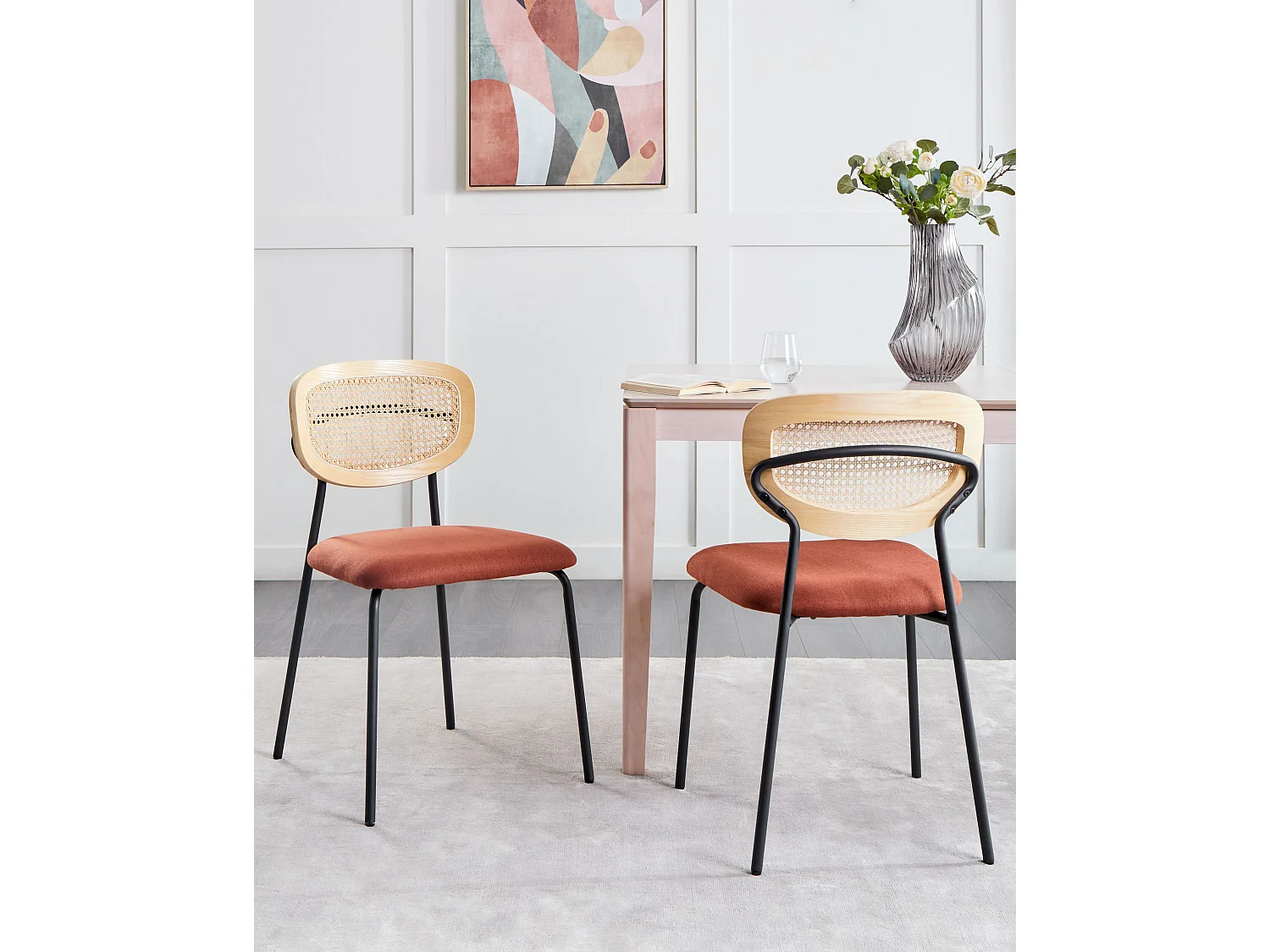 Lot de 2 chaises de salle à manger MAYETTA Rotin Orange