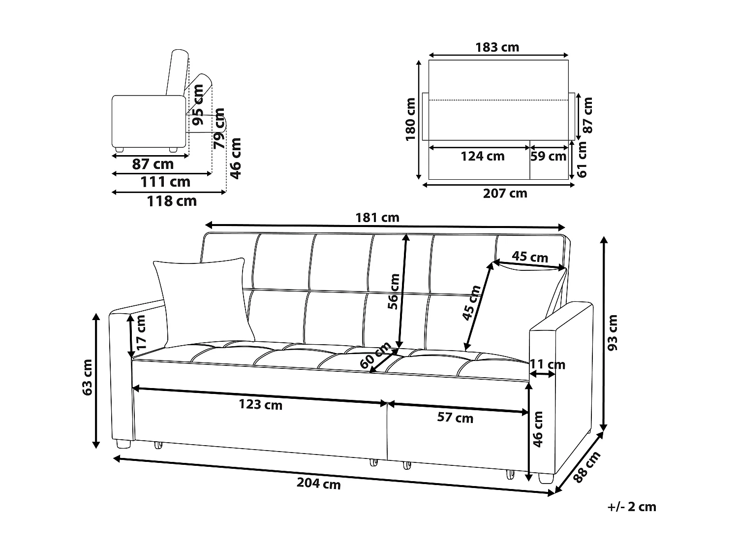 Schlafsofa GLOMMA Stoff Marineblau 2-Sitzer
