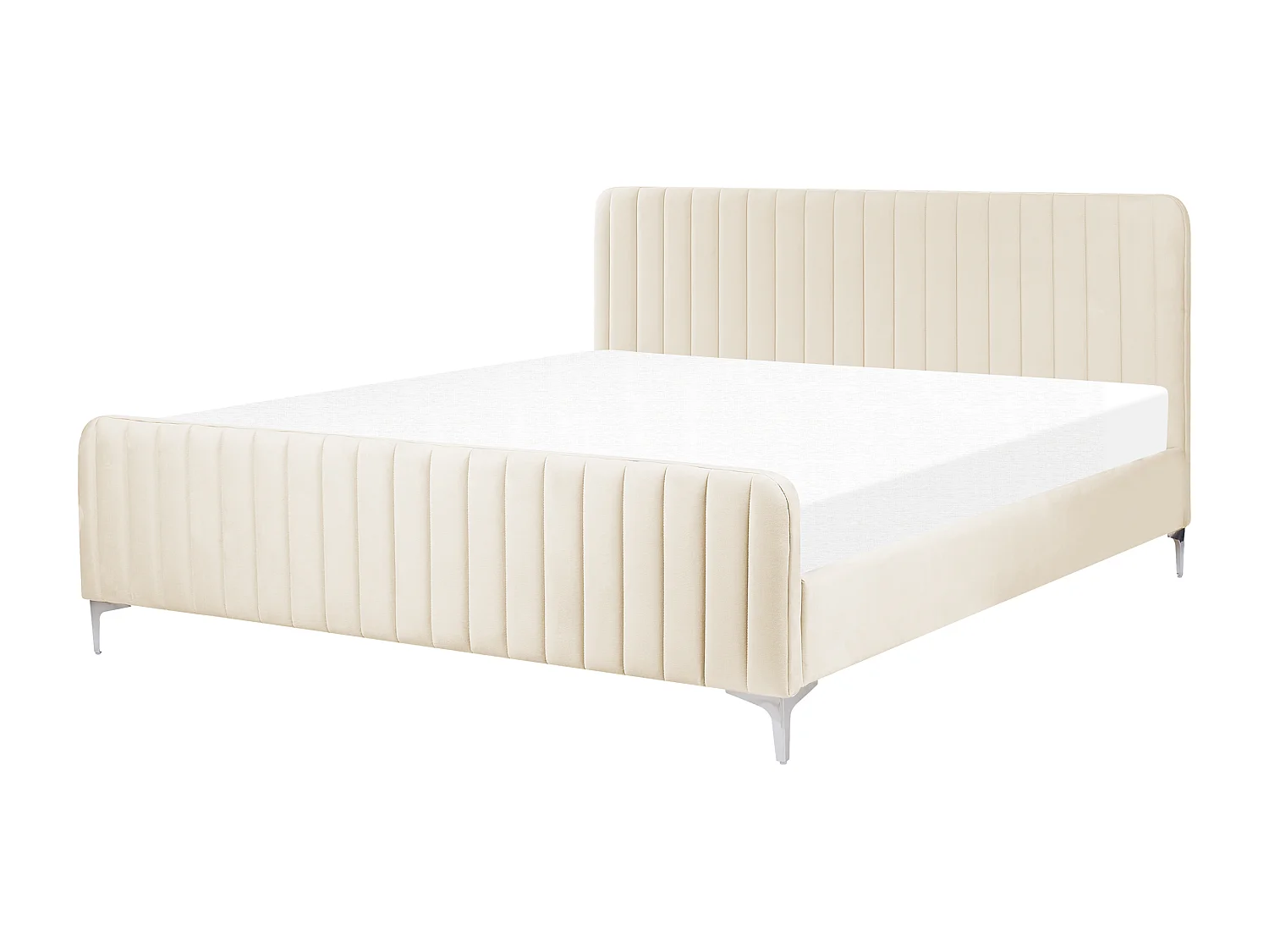 Lit avec sommier Velours LUNAN 180 x 200 cm Beige clair