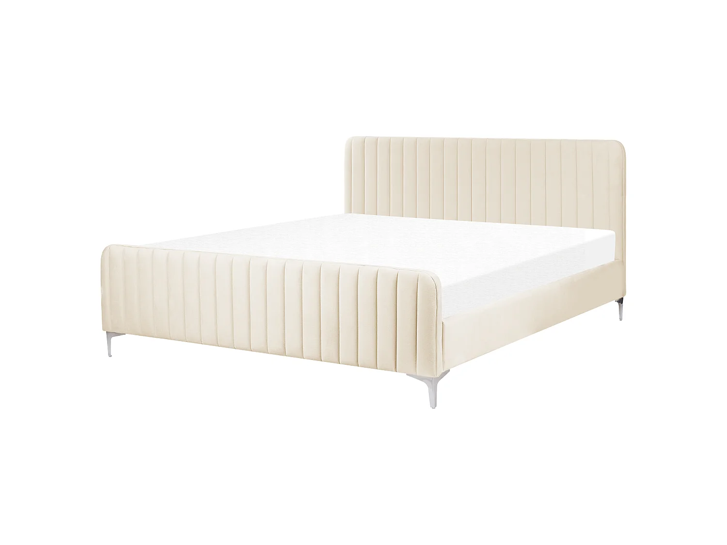 Lit avec sommier Velours LUNAN 180 x 200 cm Beige clair