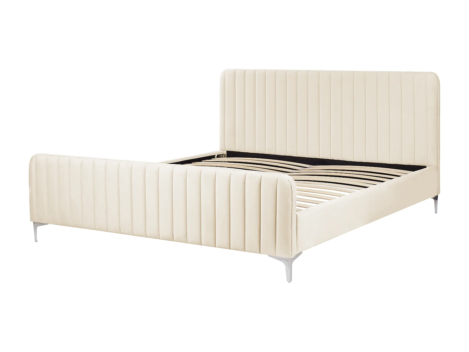 Bed Fluweel LUNAN 180 x 200 cm Lichtbeige
