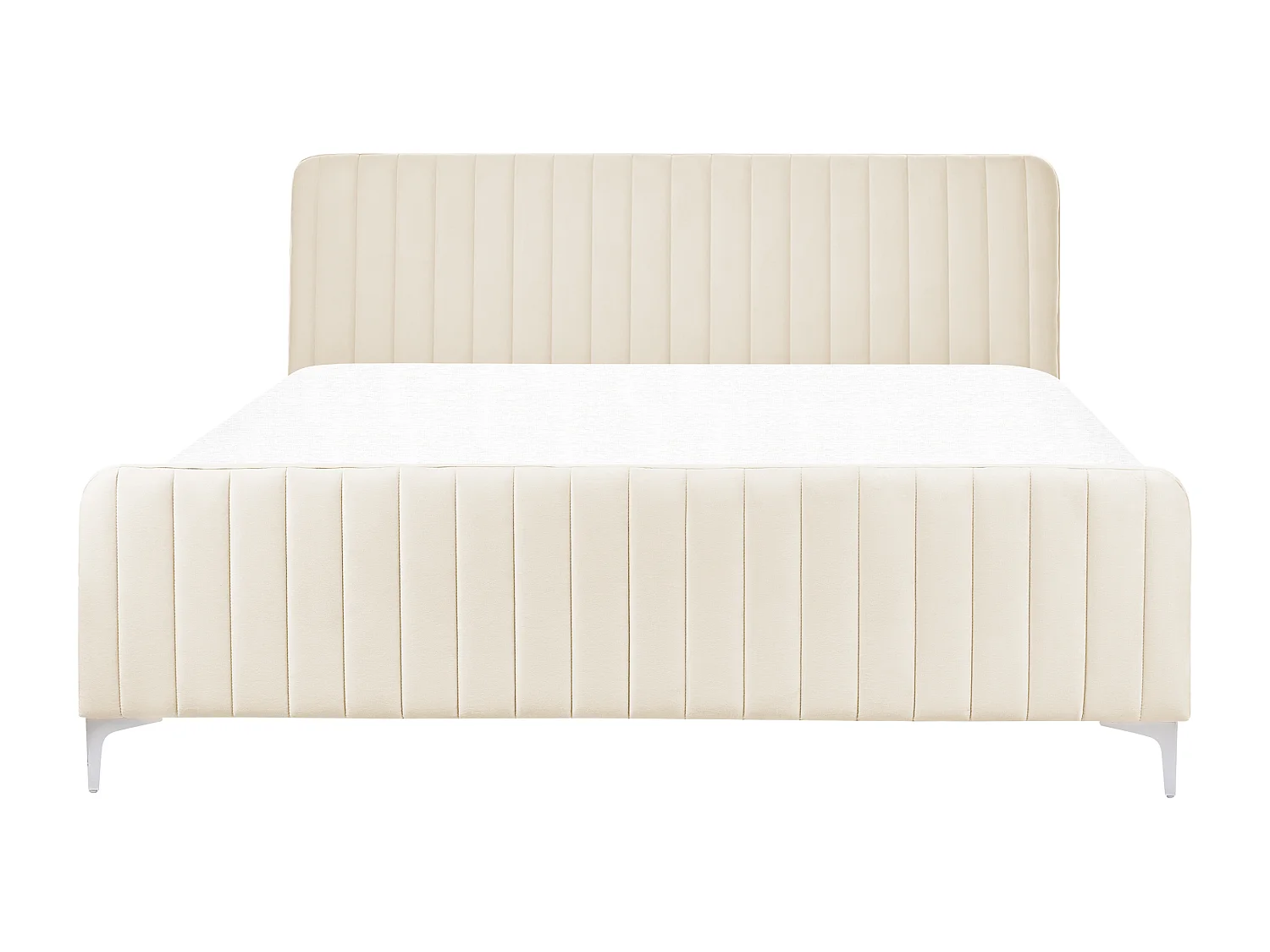 Bed Fluweel LUNAN 180 x 200 cm Lichtbeige
