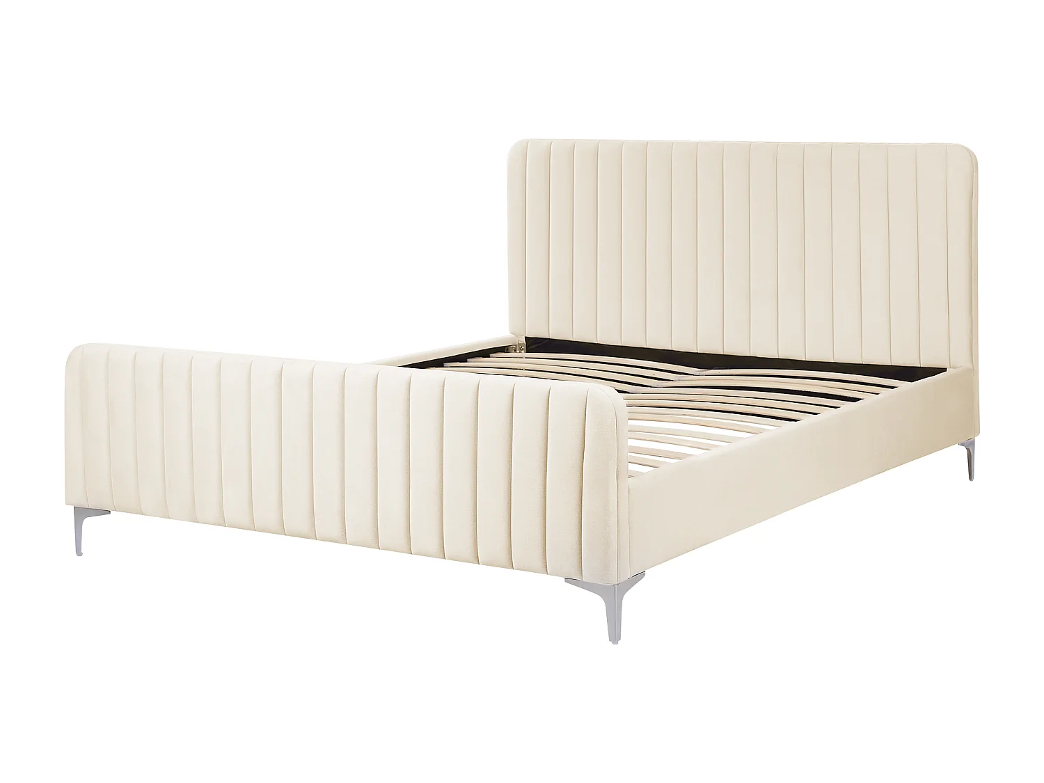 Lit avec sommier Velours LUNAN 160 x 200 cm Beige clair