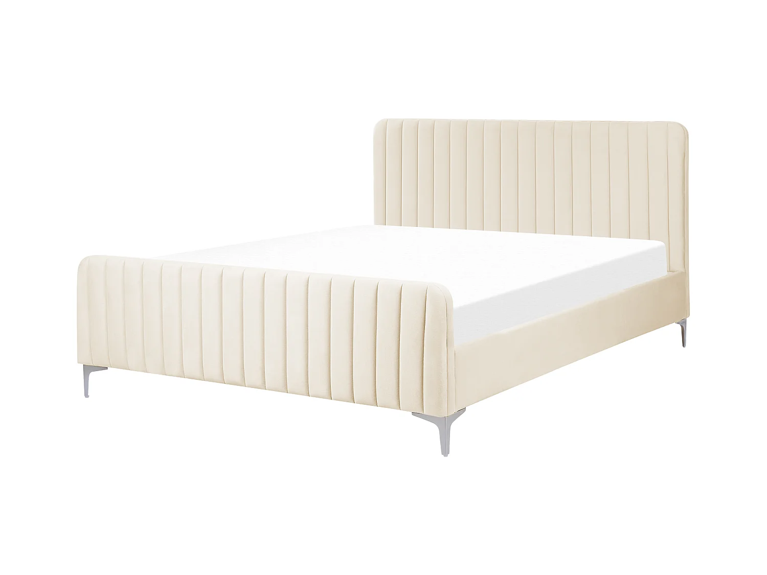 Lit avec sommier Velours LUNAN 160 x 200 cm Beige clair