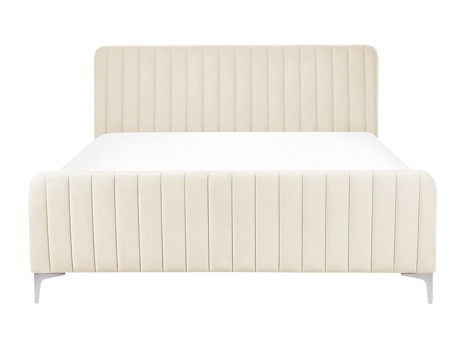 Bed Fluweel LUNAN 160 x 200 cm Lichtbeige