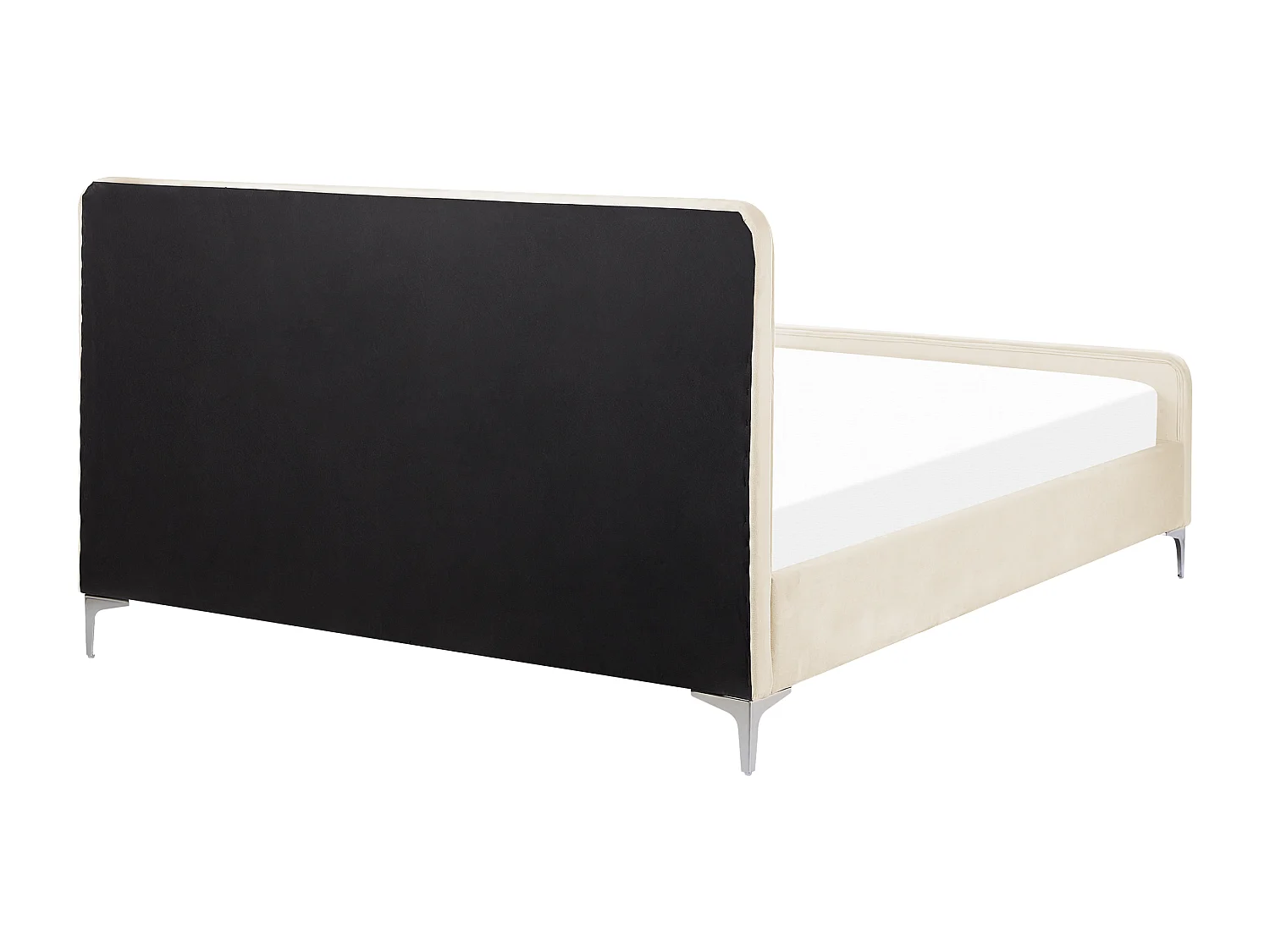 Bed Fluweel LUNAN 160 x 200 cm Lichtbeige