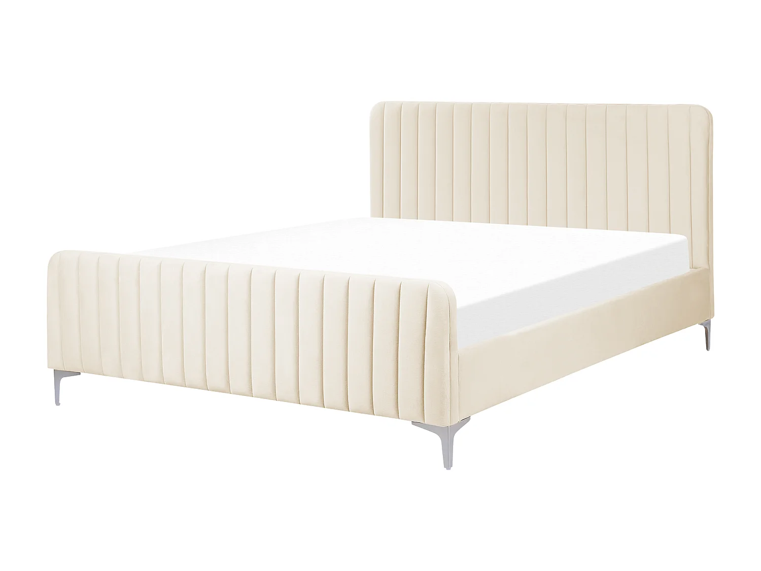 Lit avec sommier Velours LUNAN 160 x 200 cm Beige clair