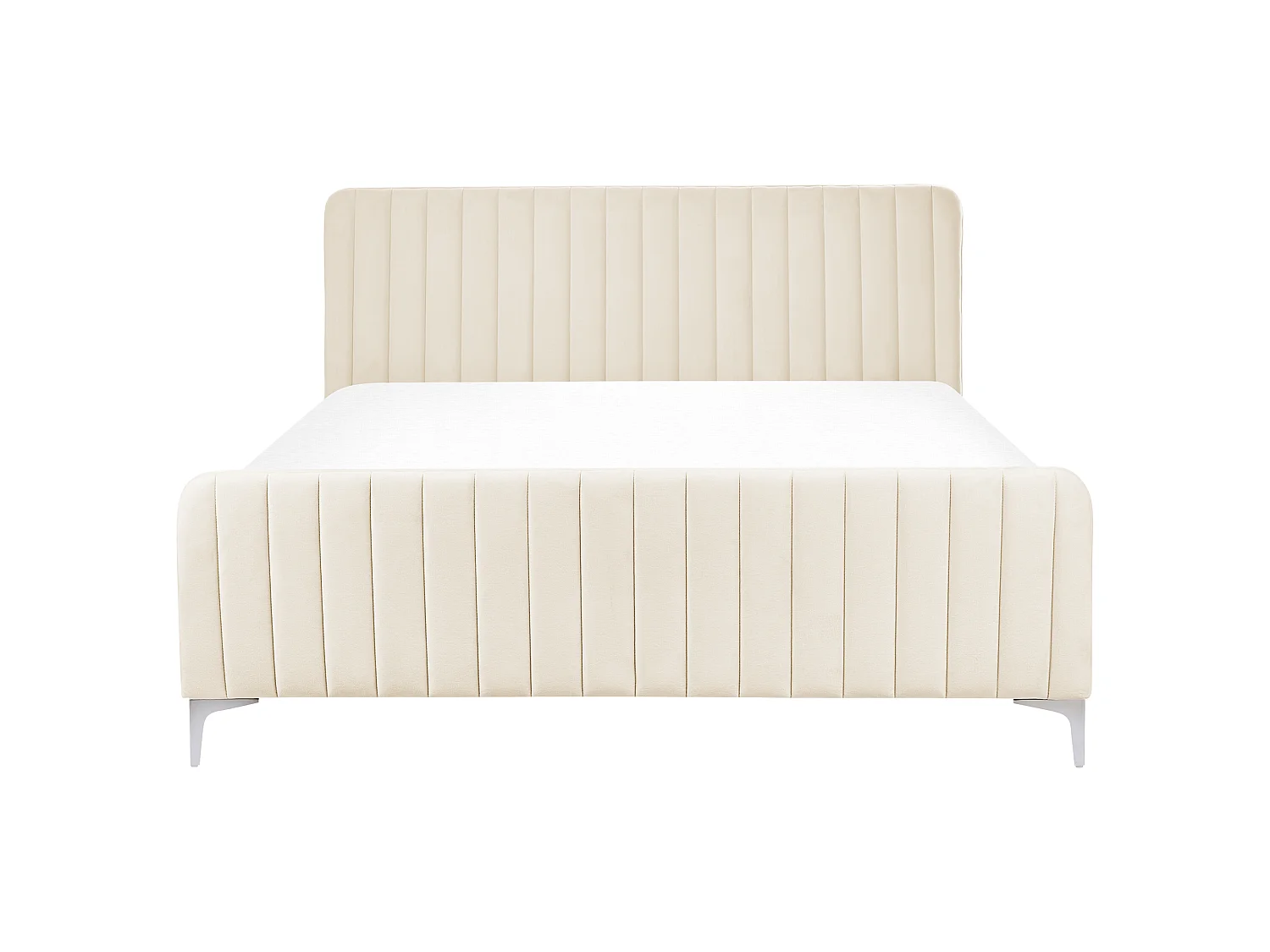 Lit avec sommier Velours LUNAN 160 x 200 cm Beige clair