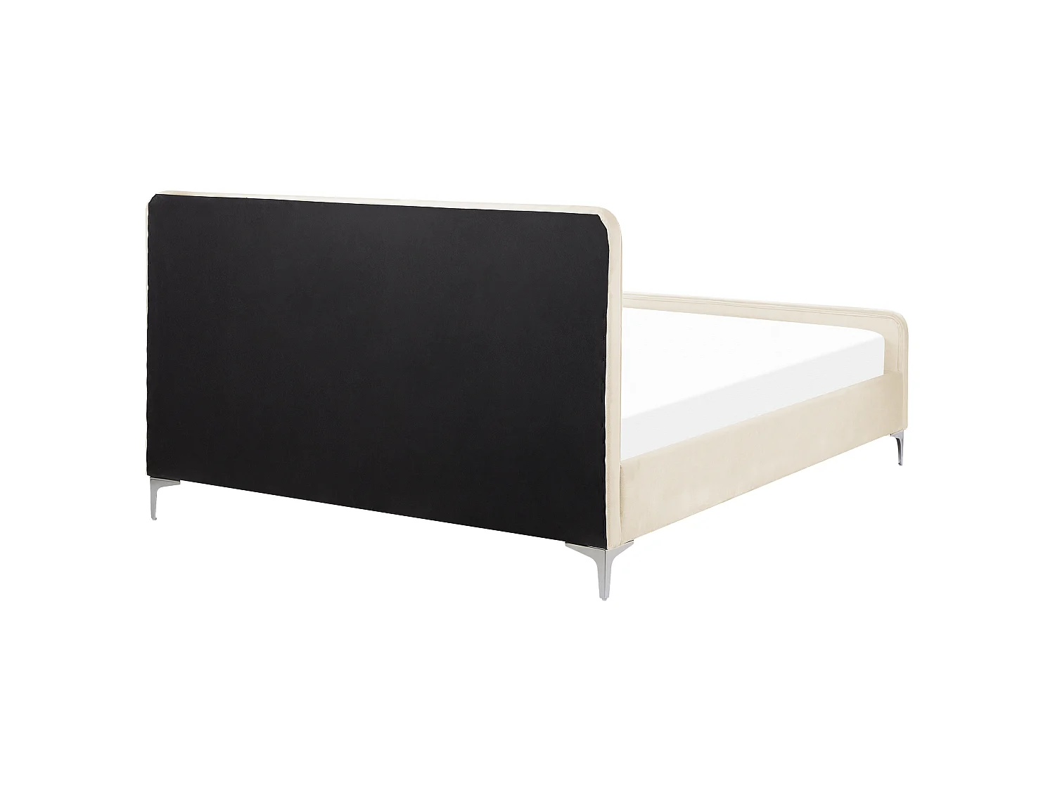 Lit avec sommier Velours LUNAN 160 x 200 cm Beige clair
