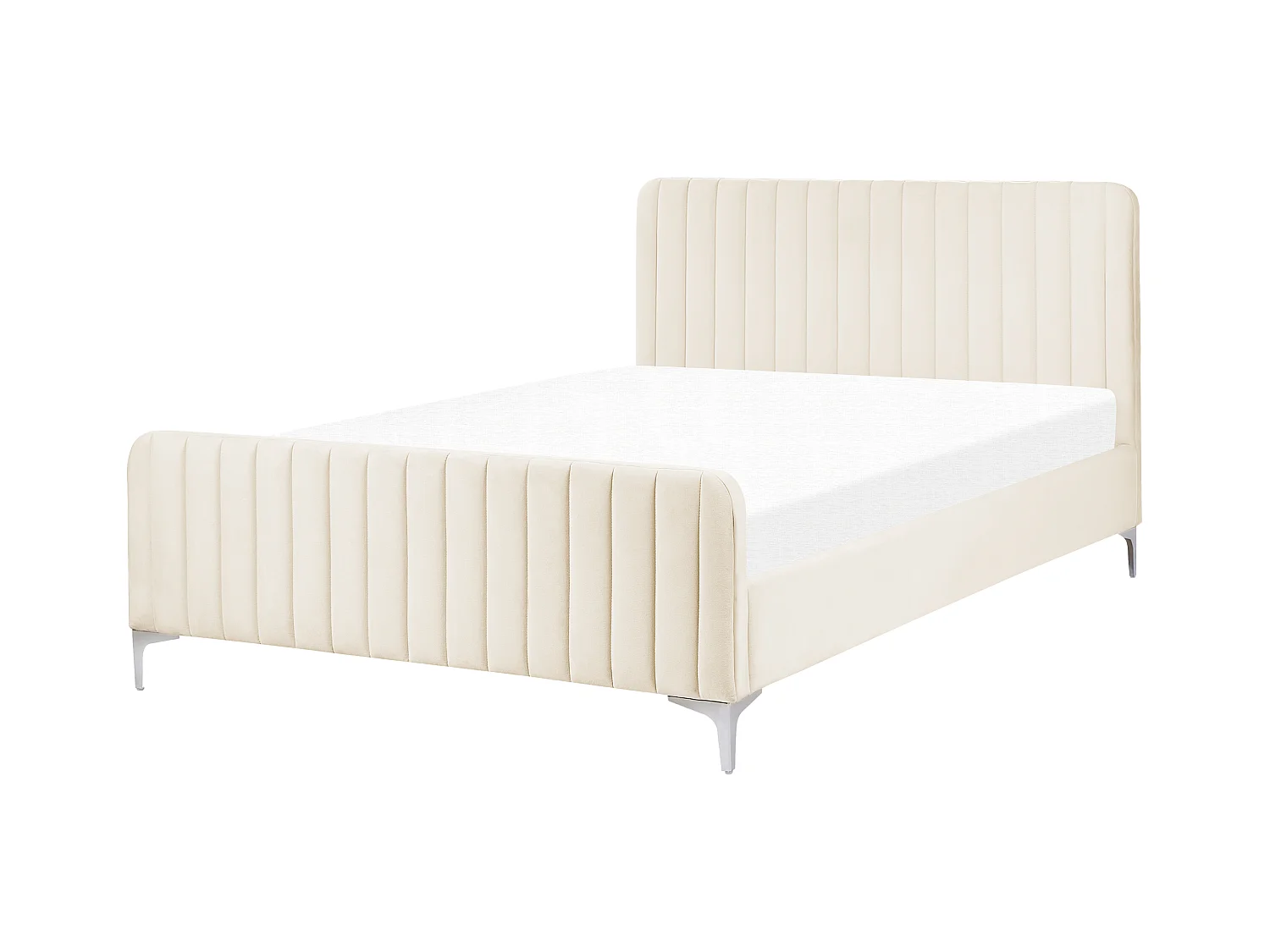 Lit avec sommier Velours LUNAN 140 x 200 cm Beige clair