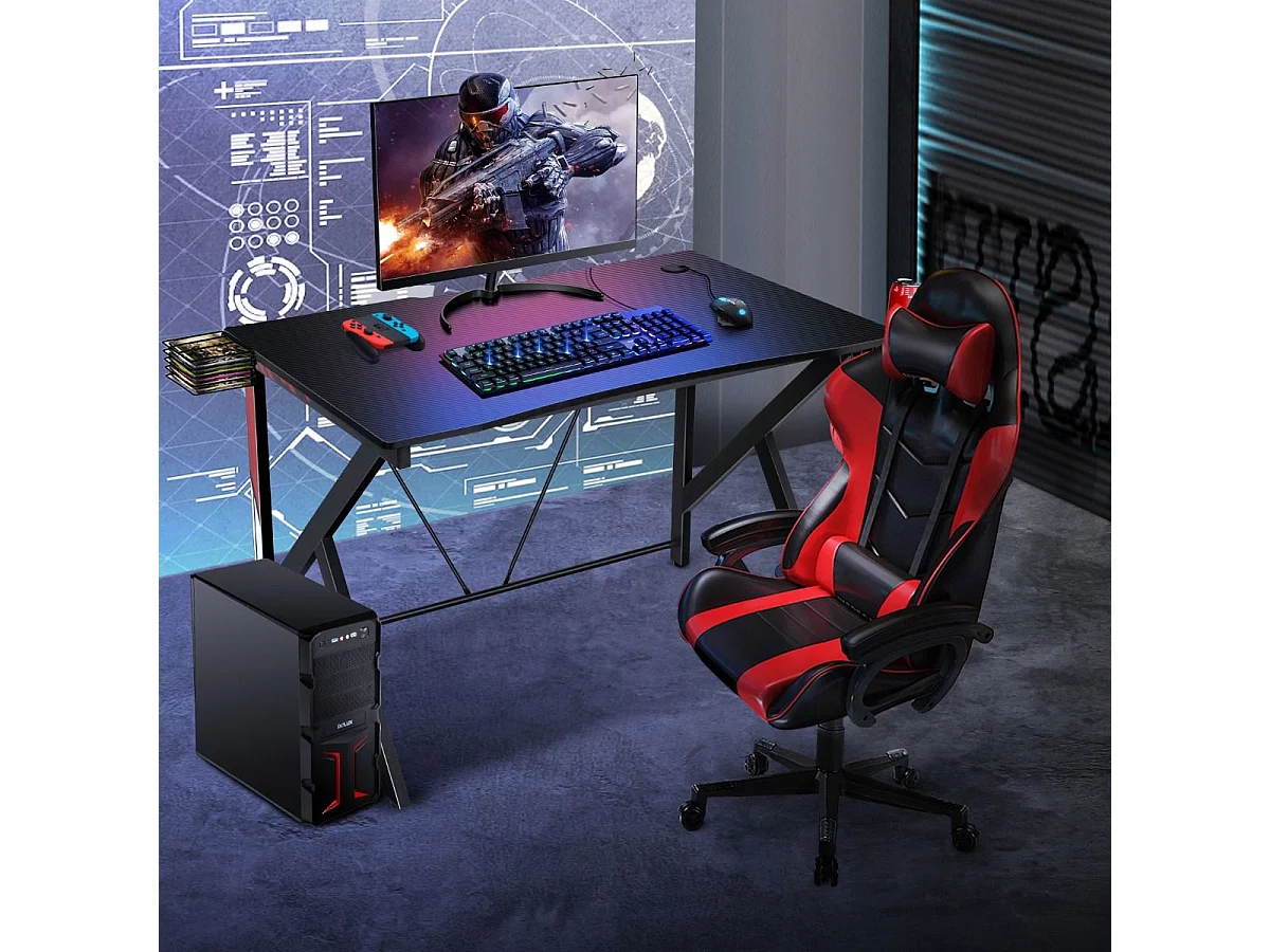 Gaming Bureau Gaming Bureau met Video Opslag, Bekerhouder en Haak 115 x 73 x 76.5 CM