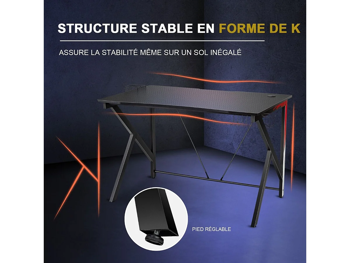 Gaming Bureau Gaming Bureau met Video Opslag, Bekerhouder en Haak 115 x 73 x 76.5 CM