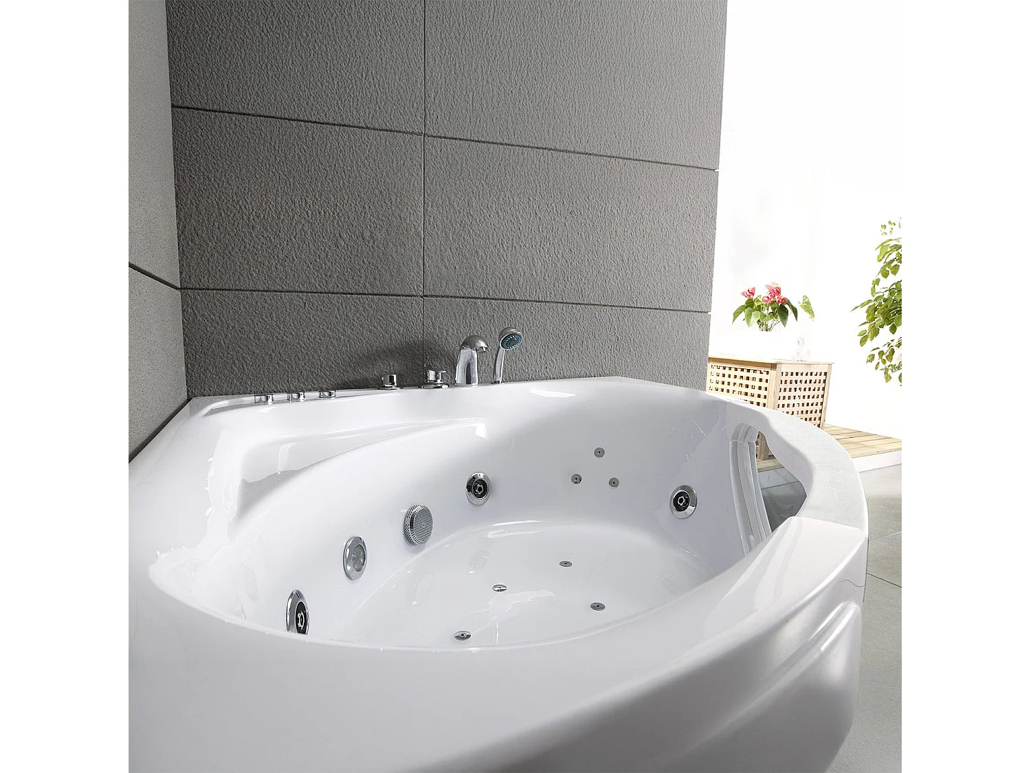 Baignoire Balnéo Tasmanie white Jets 135  x135  x54  cm, by SPALINA