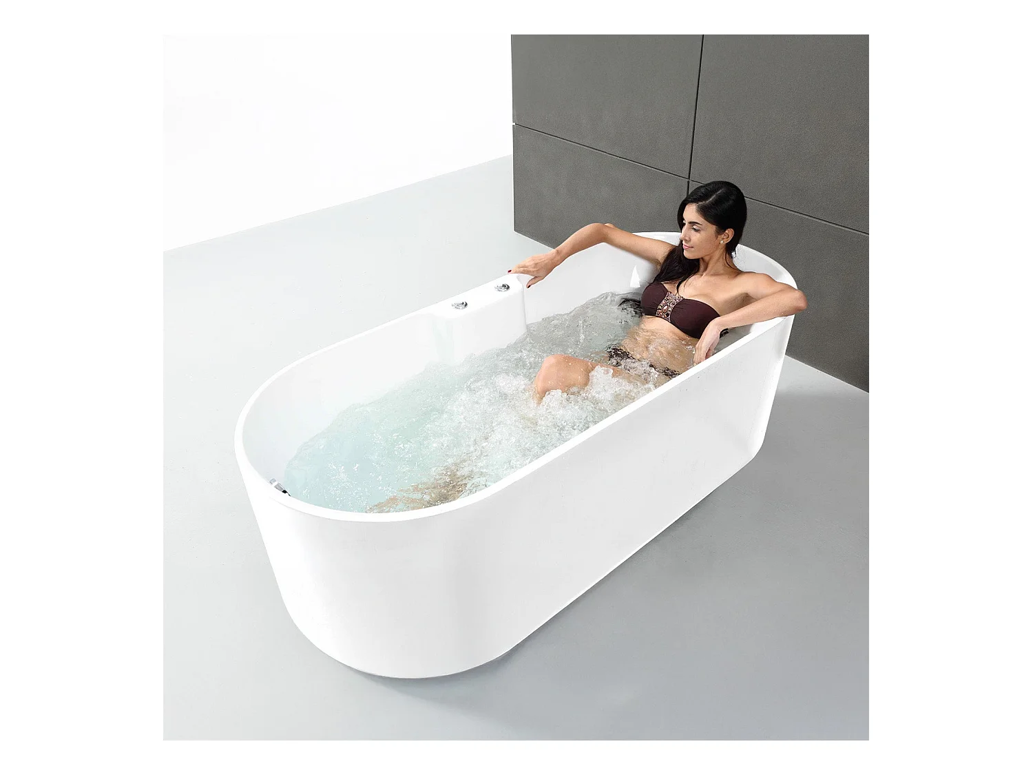 Baignoire Balnéo Ukio white Bulle 175  x75  x65  cm, by SPALINA