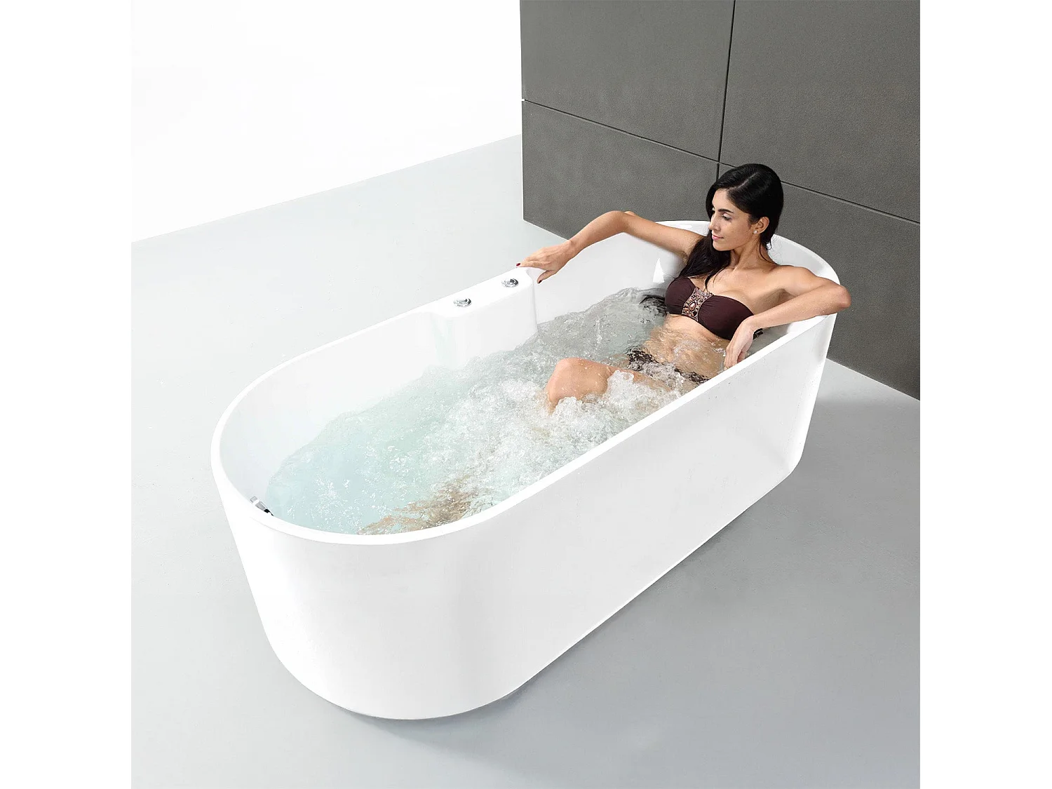 Baignoire Balnéo Ukio white Bulle 175  x75  x65  cm, by SPALINA