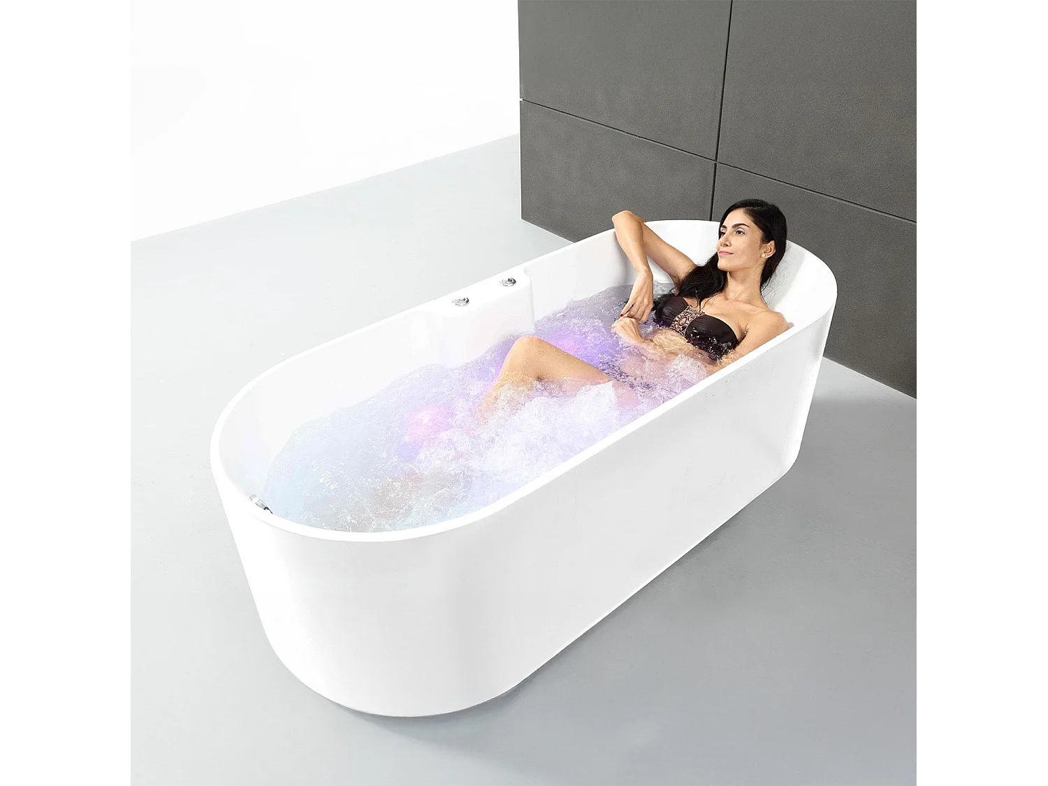Baignoire Balnéo Ukio white Bulle 175  x75  x65  cm, by SPALINA