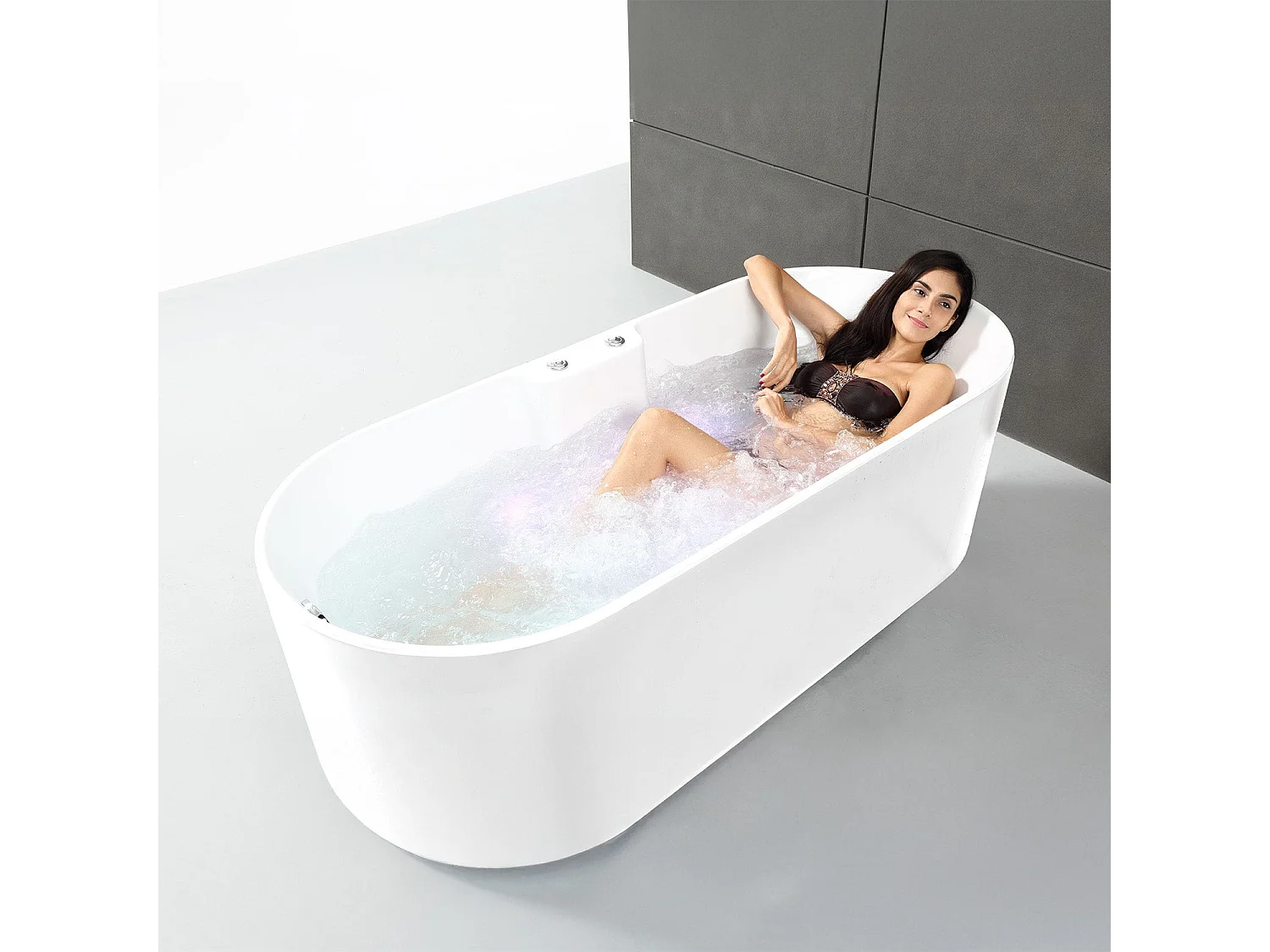 Baignoire Balnéo Ukio white Bulle 175  x75  x65  cm, by SPALINA