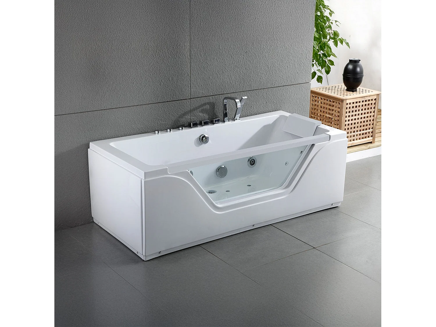 Baignoire Balnéo Tahiti white Jets 170  x78  x60  cm, by SPALINA