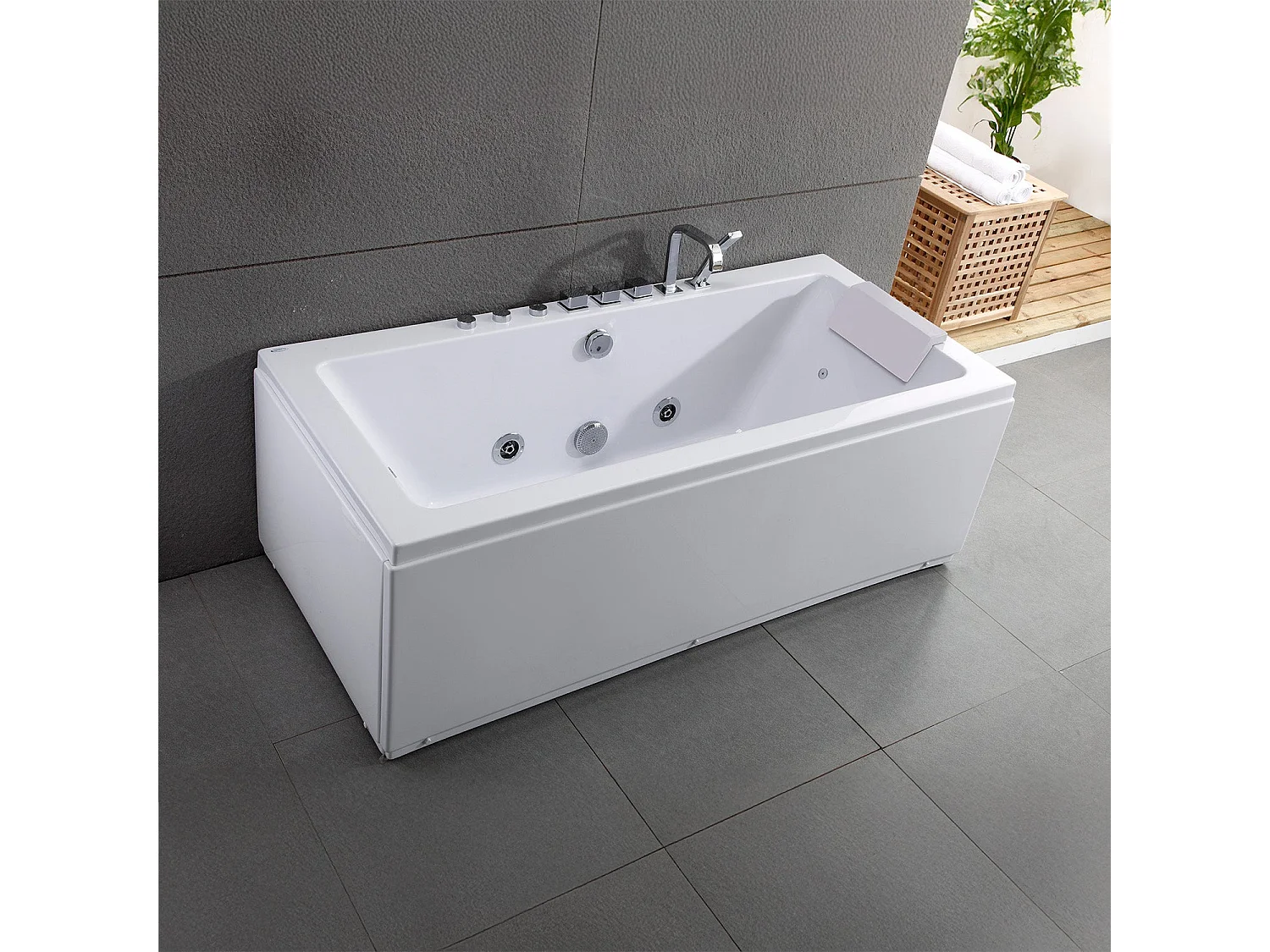 Baignoire Balnéo Sikinos white Jets 170  x78  x60  cm, by SPALINA