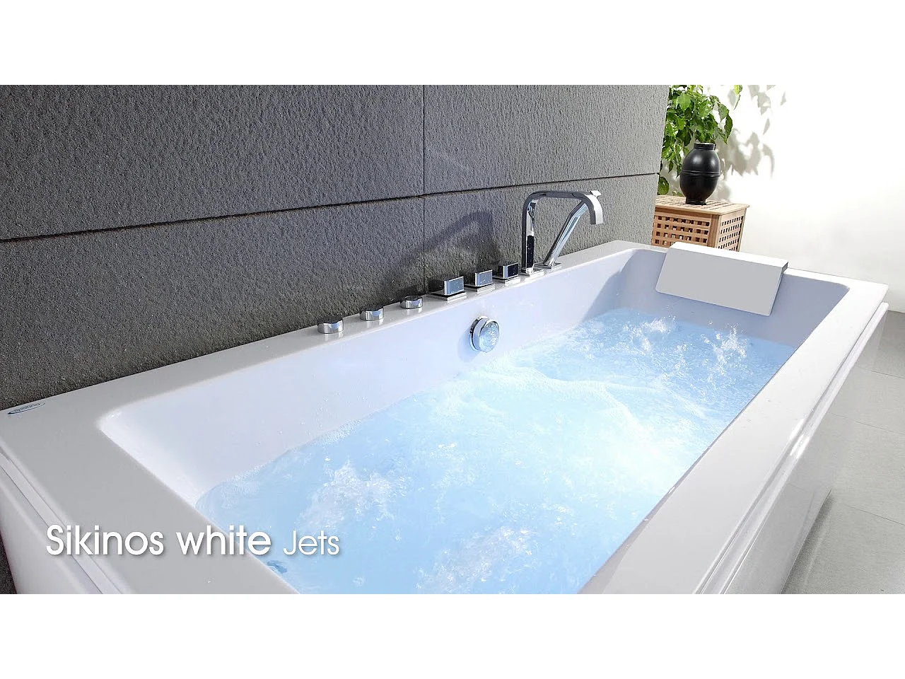 Baignoire Balnéo Sikinos white Jets 170  x78  x60  cm, by SPALINA