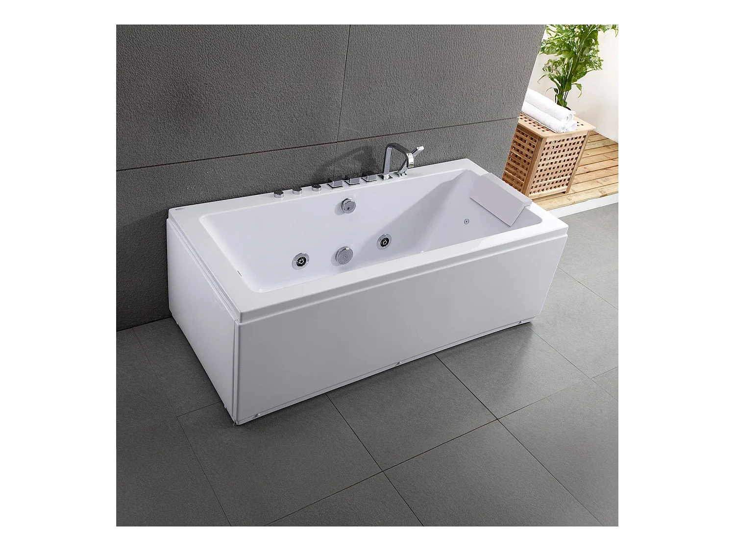 Baignoire Balnéo Sikinos white Jets 170  x78  x60  cm, by SPALINA
