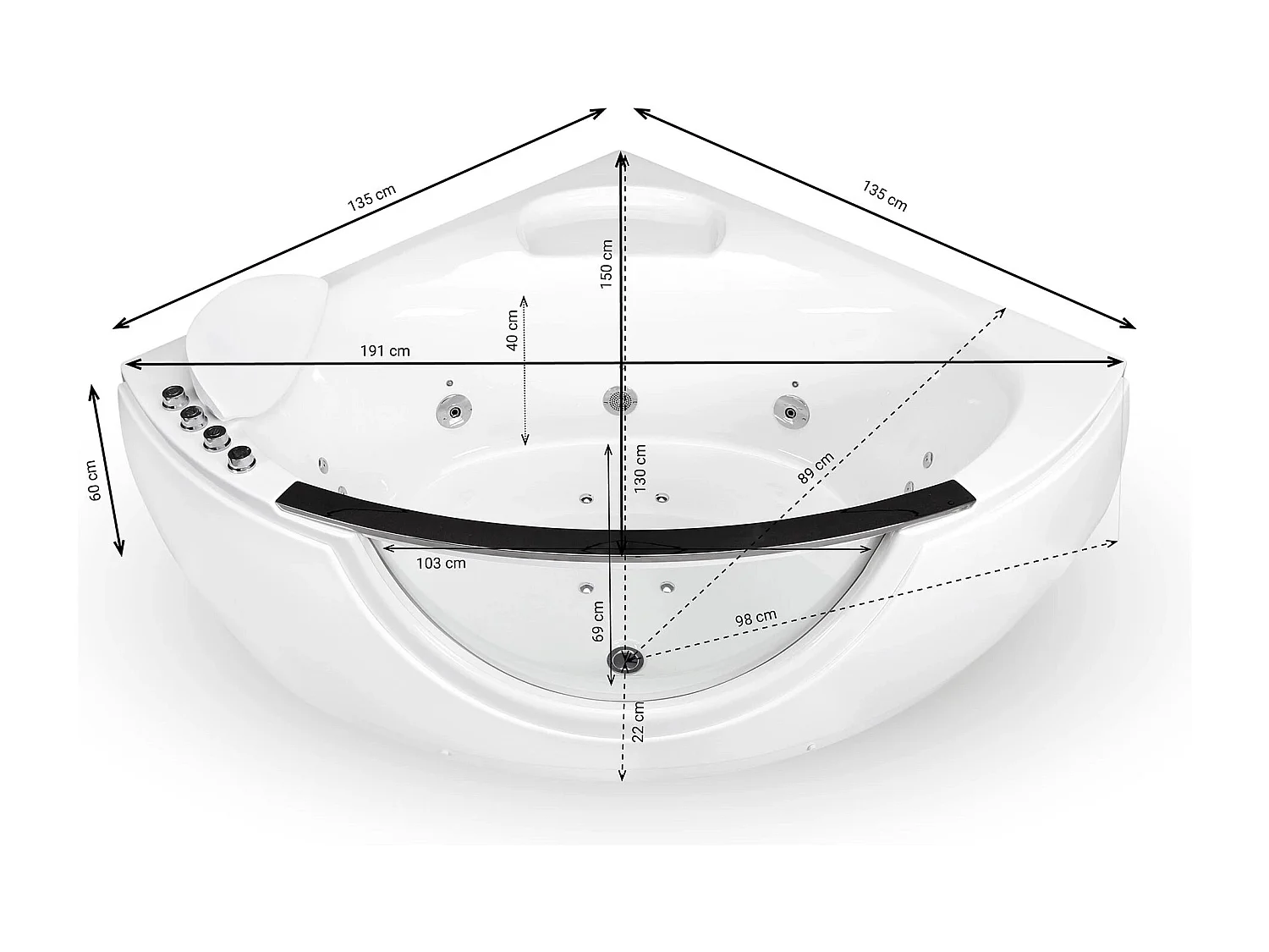 Baignoire Balnéo Samsara Wave 135 x135 x60 cm, by SPALINA