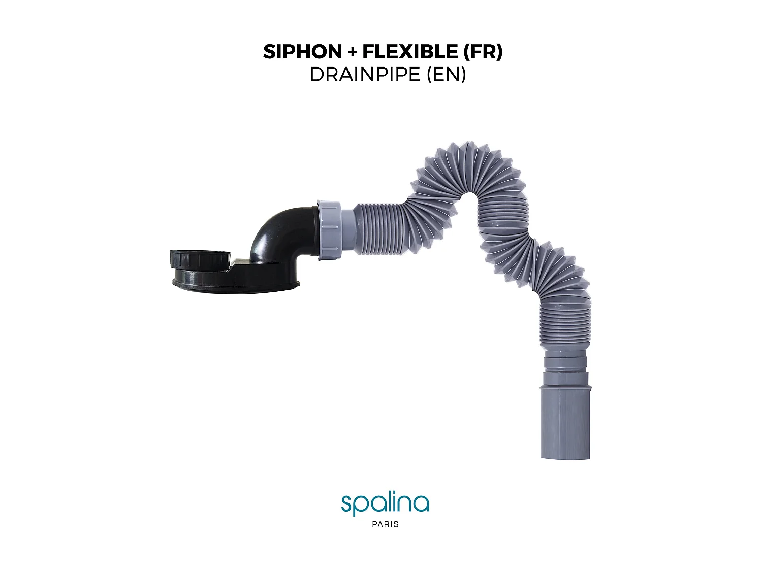 SIPHON EXTRA PLAT+FLEXIBLE - Compatible avec toutes les baignoires îlot SPALINA