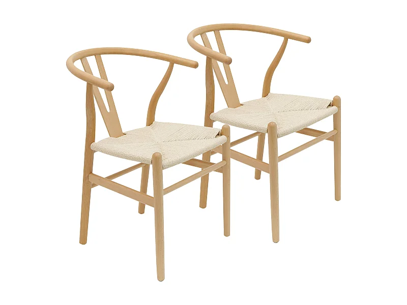 Lot de 2 chaises style scandinave en bois massif