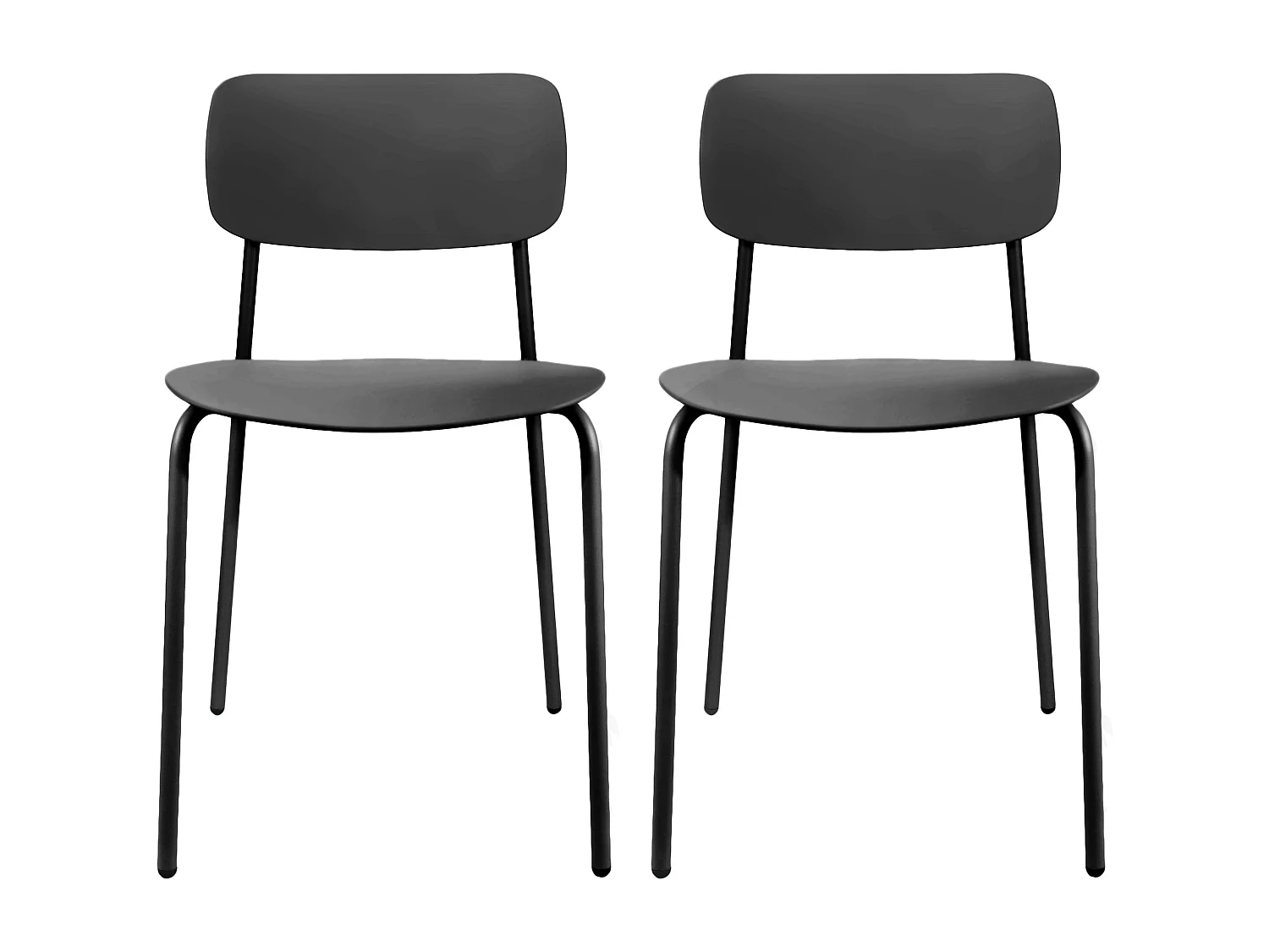 Lot de 2 chaises en acier et plastique noires