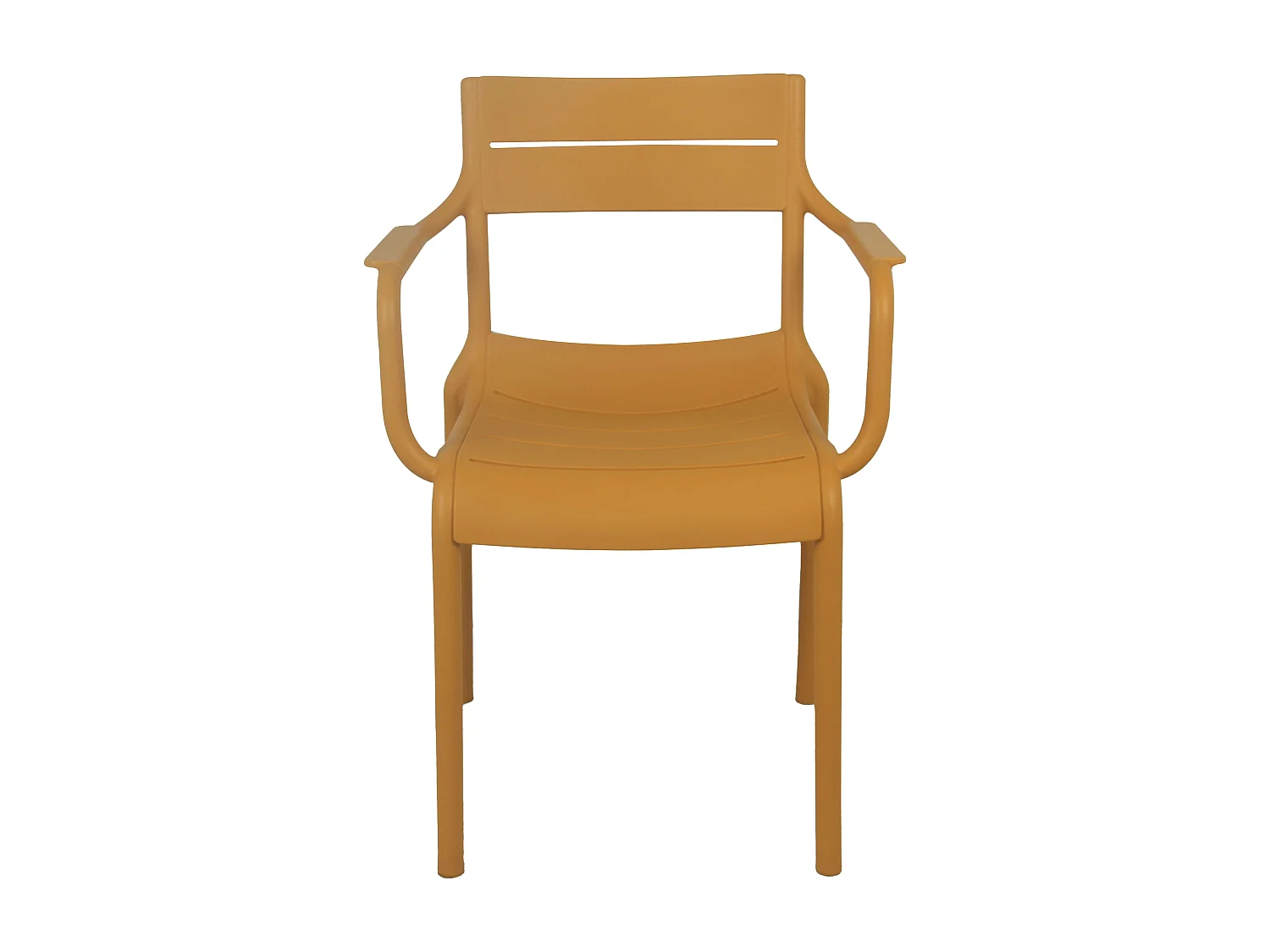Lot de 4 fauteuils de terrasse en plastique jaune moutarde