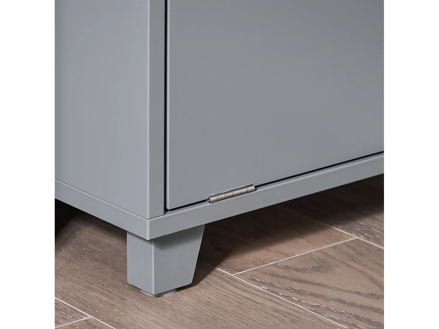 SoBuy BZR146-DG Meuble Bas de Salle de Bain, Meuble Demi-Colonne sur Pied, Placard WC Étroit avec 1 Panier à Linge