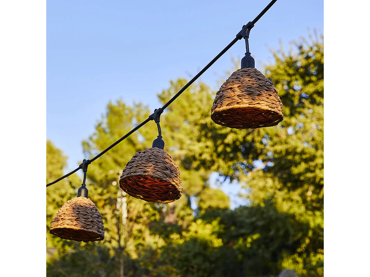 Guirlande lumineuse raccordable MELLOW Marron Poly rotin 6m