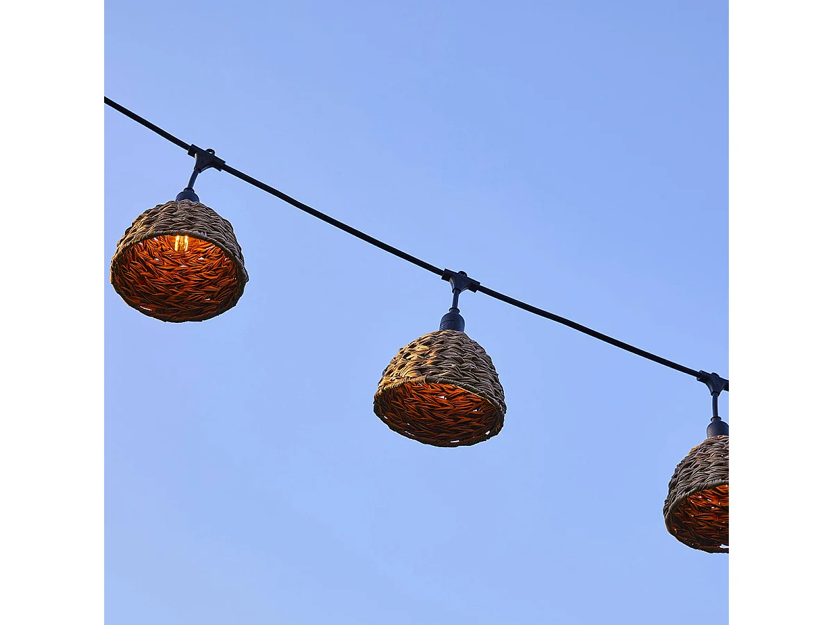 Guirlande lumineuse raccordable MELLOW Marron Poly rotin 6m