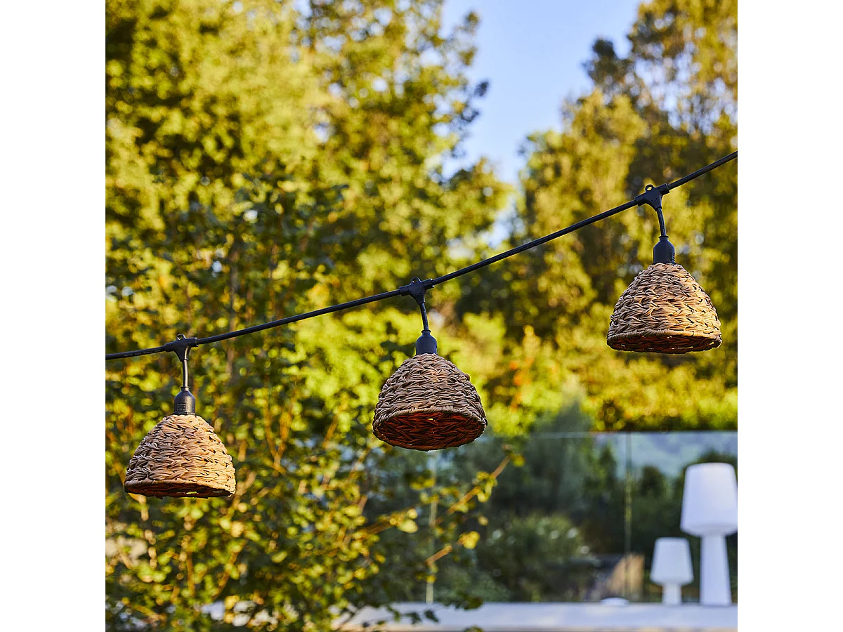 Guirlande lumineuse raccordable MELLOW Marron Poly rotin 6m