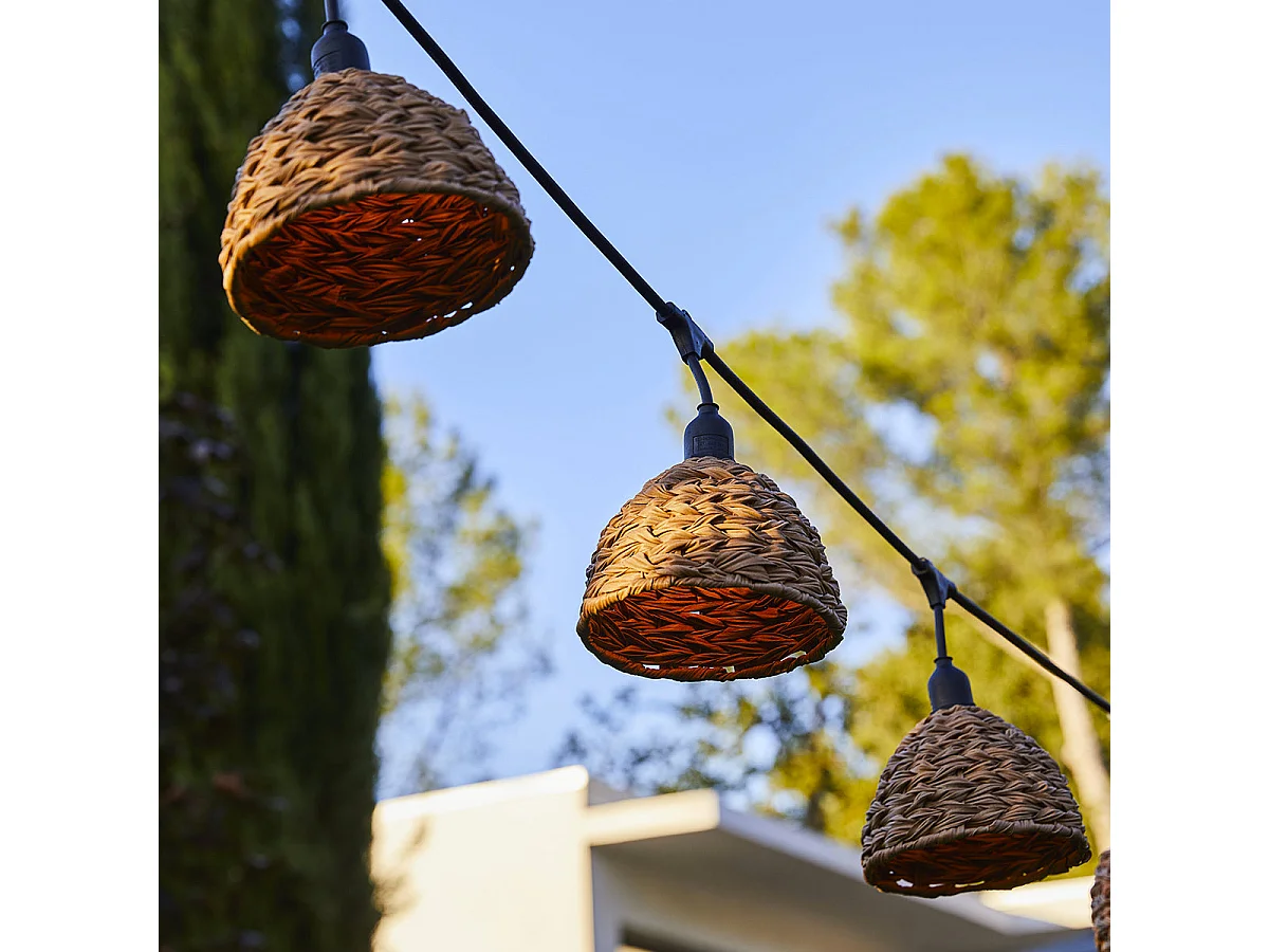 Guirlande lumineuse raccordable MELLOW Marron Poly rotin 6m