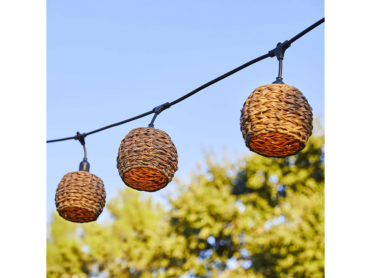 Guirlande lumineuse raccordable PINE Marron Poly rotin 6m