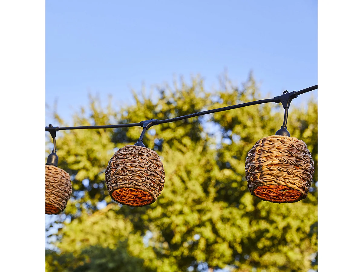 Guirlande lumineuse raccordable PINE Marron Poly rotin 6m