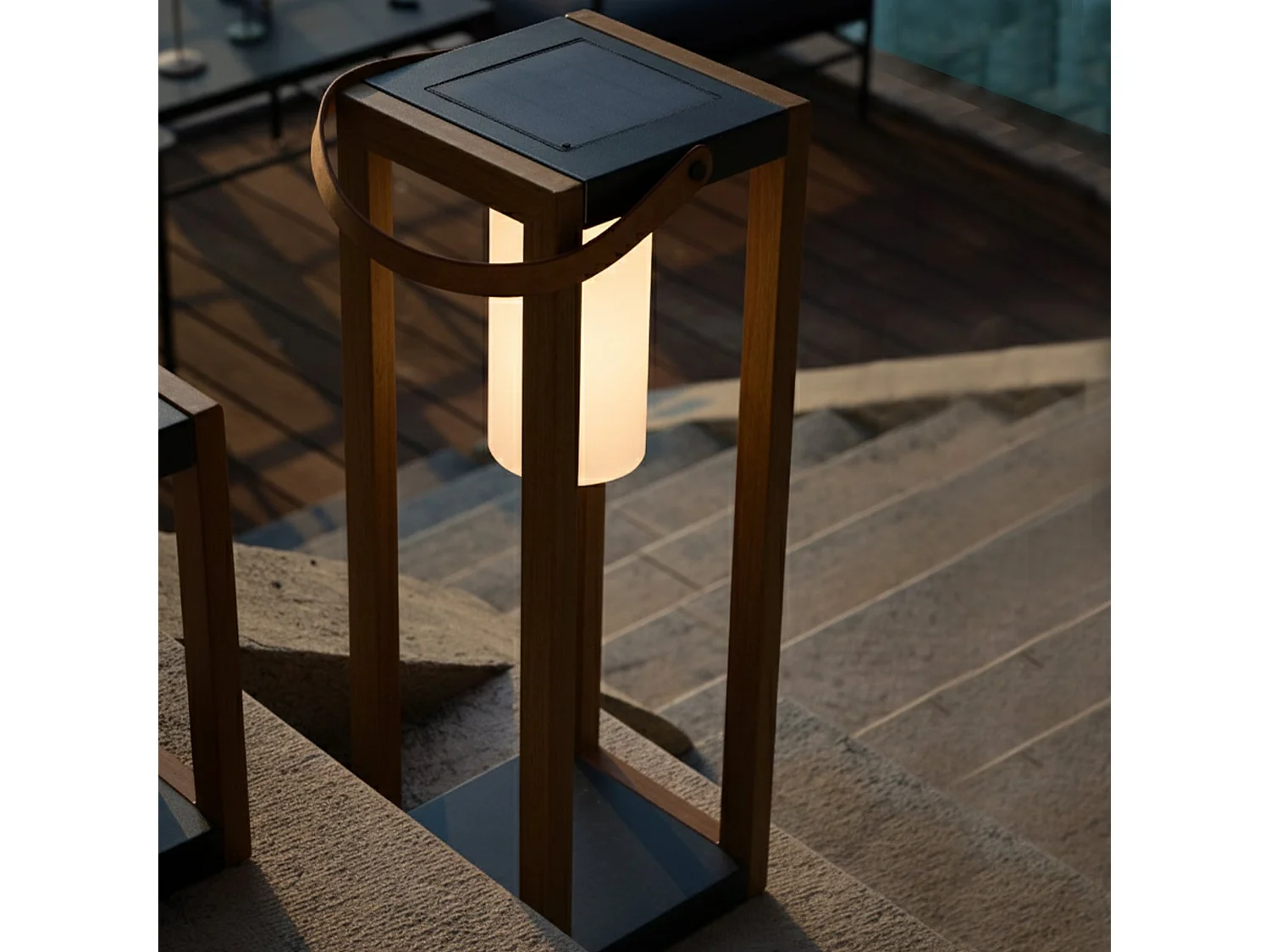 Lanterne solaire rechargeable SERAPHINA Marron Aluminium H58CM