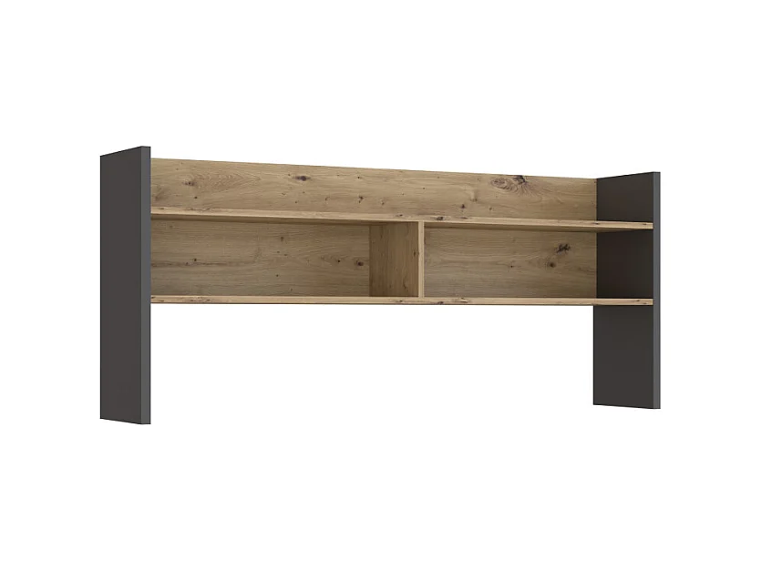 Surmeuble de bureau 140 cm décor bois de chêne et gris foncé - ODYSSÉE