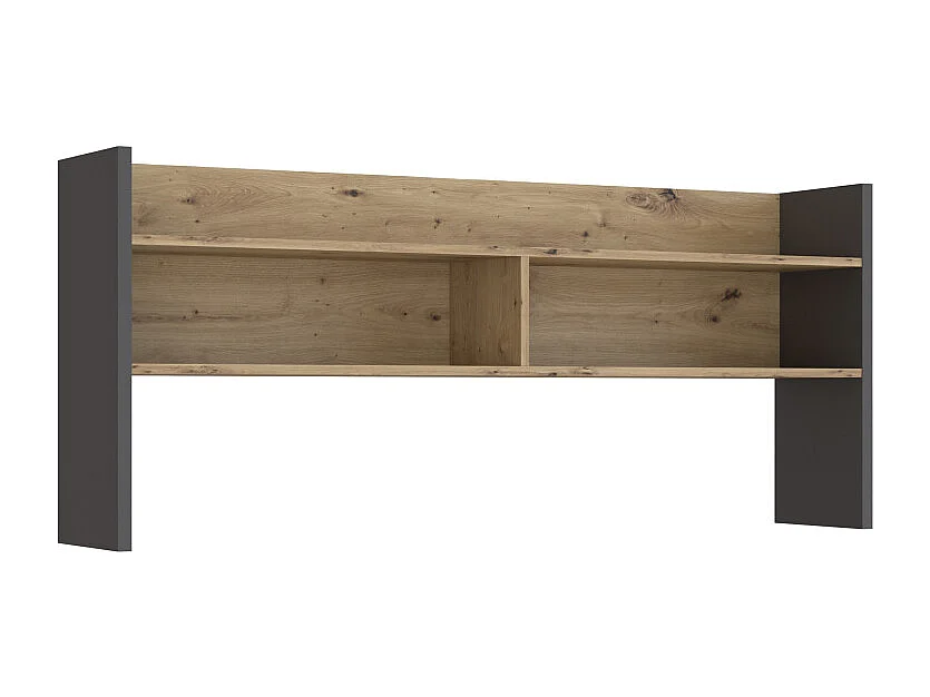Surmeuble de bureau 140 cm décor bois de chêne et gris foncé - ODYSSÉE