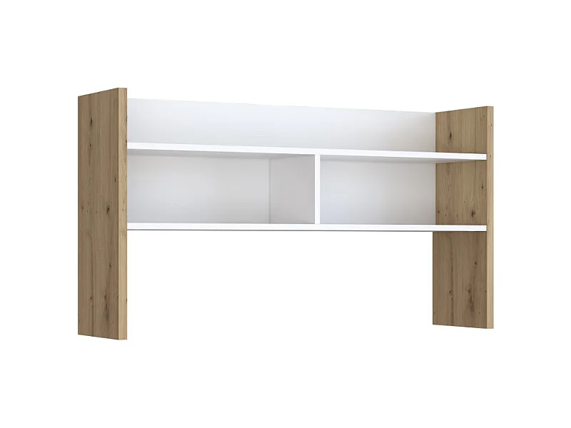 Surmeuble de bureau 110 cm blanc mat et décor bois de chêne - ODYSSÉE