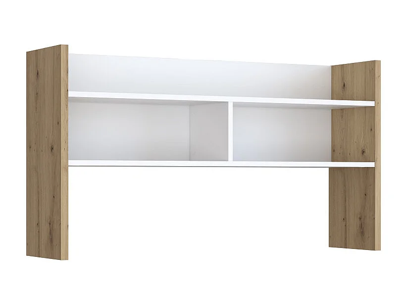 Surmeuble de bureau 110 cm blanc mat et décor bois de chêne - ODYSSÉE