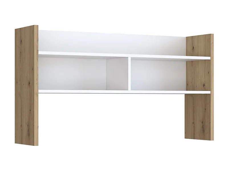 Surmeuble de bureau 110 cm blanc mat et décor bois de chêne - ODYSSÉE