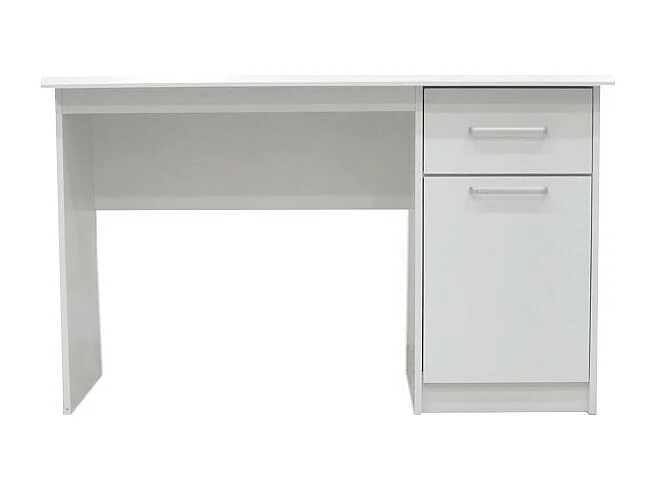 Recht bureau uit de PRAGUE collectie met één lade en een deur in witte kleur